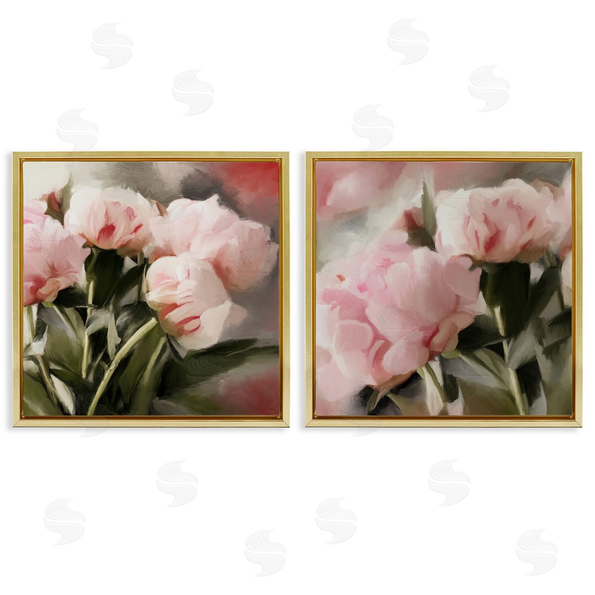 Dan Meneely Soft Pink Peony Arrangement Gold Floating Frame Canvas Wall Art Print
