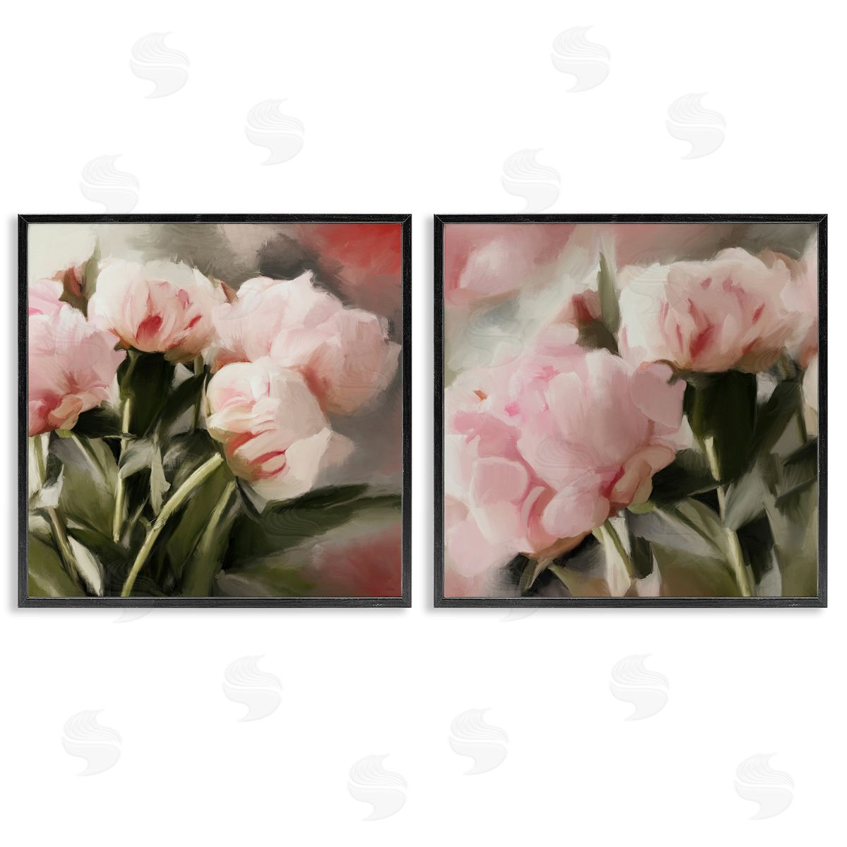 Dan Meneely Soft Pink Peony Arrangement Black Framed Giclee Wall Art Print