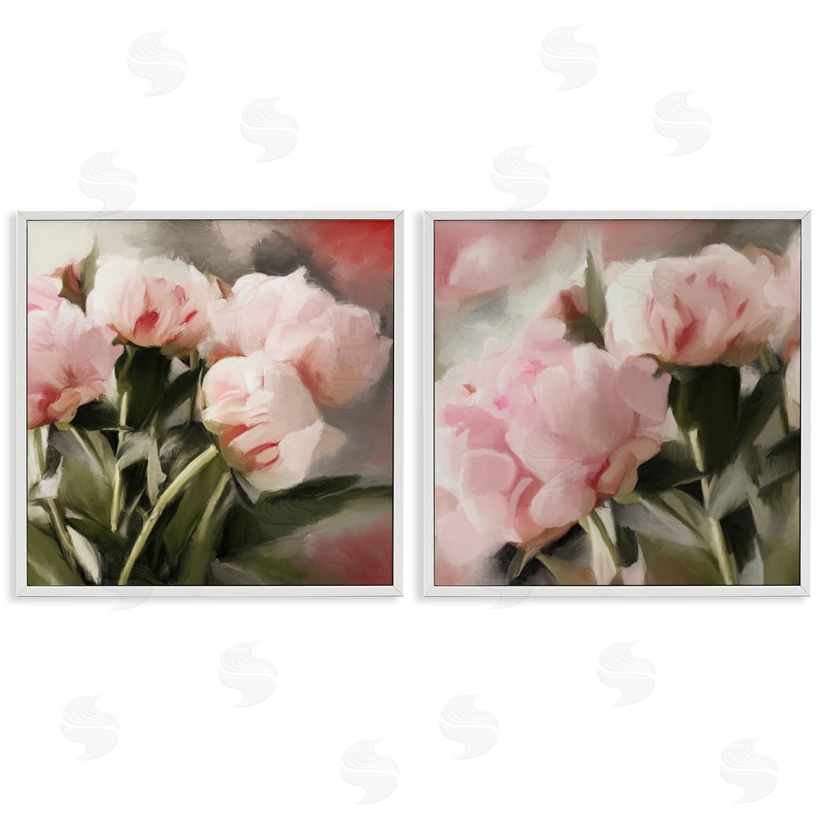 Dan Meneely Soft Pink Peony Arrangement White Framed Giclee Wall Art Print