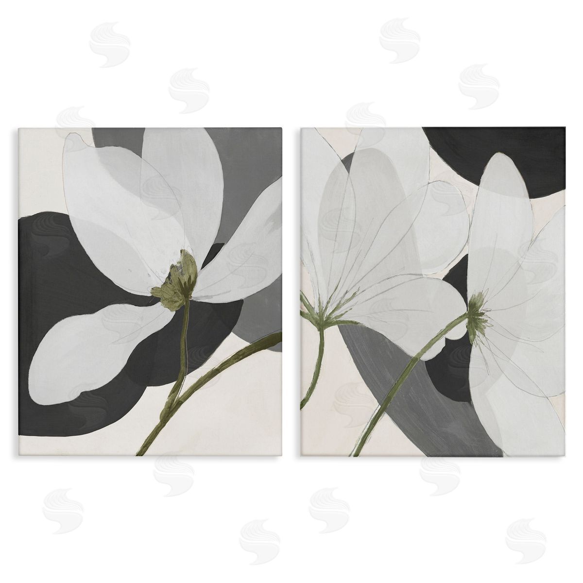Patricia Pinto Large White Petal Drawing Canvas Wall Art Print