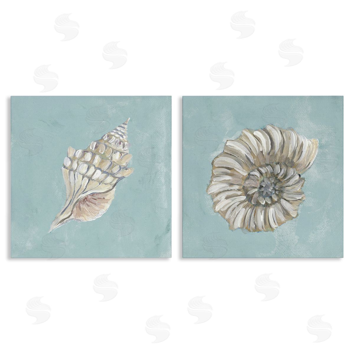 Julie DeRice Nautilus and Conch Seashells  Canvas Wall Art Print