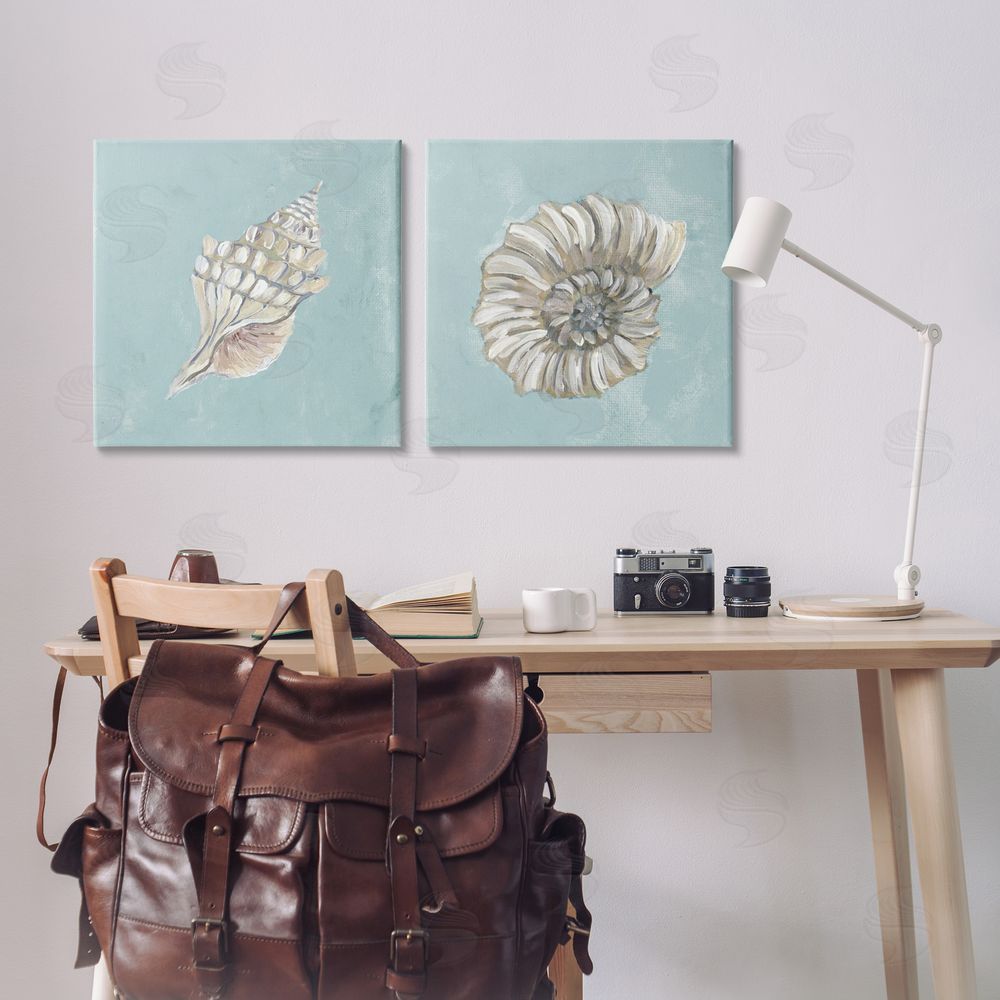 Julie DeRice Nautilus and Conch Seashells  Canvas Wall Art Print in Room