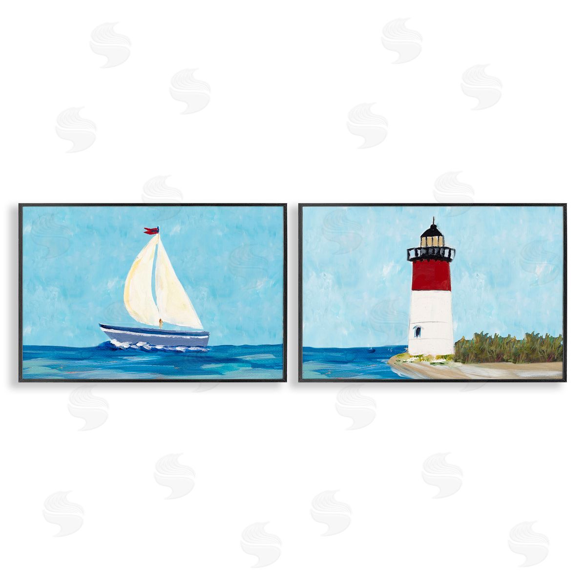 Julie DeRice Nautical Sail the Sea Lighthouse  Black Framed Giclee Wall Art Print