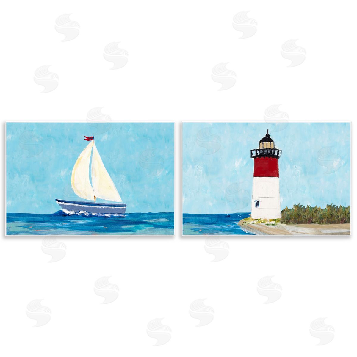 Julie DeRice Nautical Sail the Sea Lighthouse  Wooden Wall Plaque Art Print