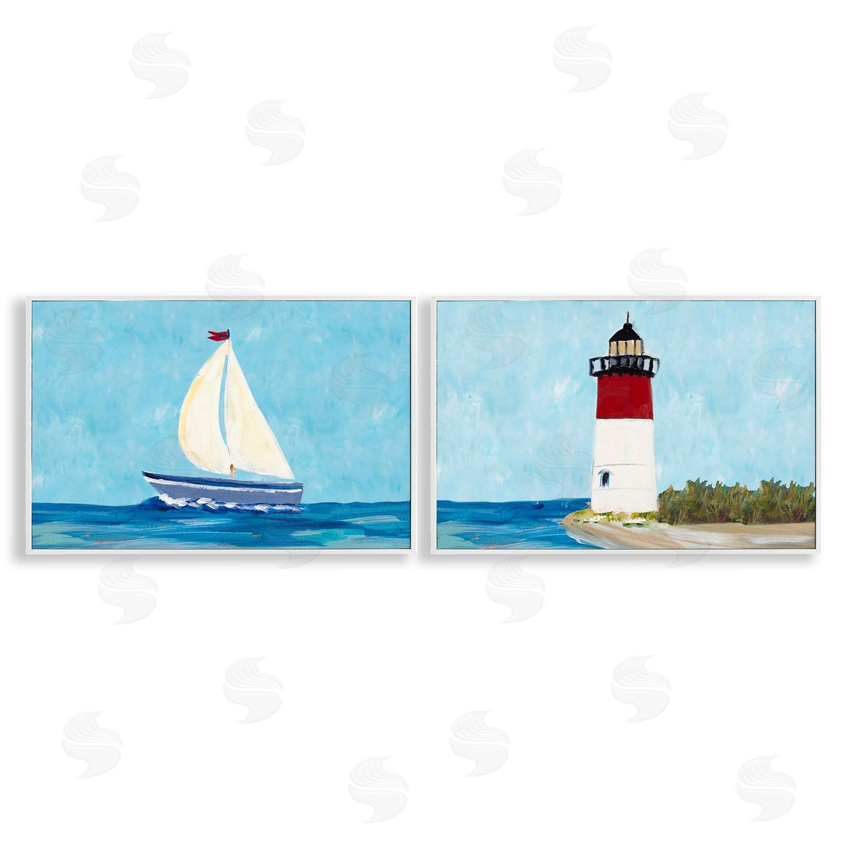 Julie DeRice Nautical Sail the Sea Lighthouse  White Framed Giclee Wall Art Print