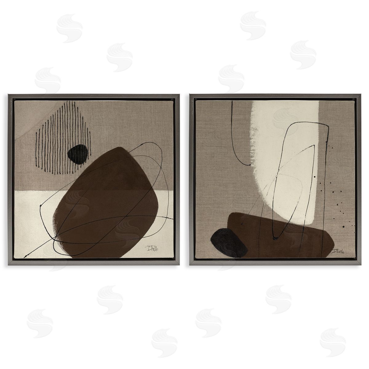 Patricia Pinto Brown Hidden Lines  Gray Floating Frame Canvas Wall Art Print