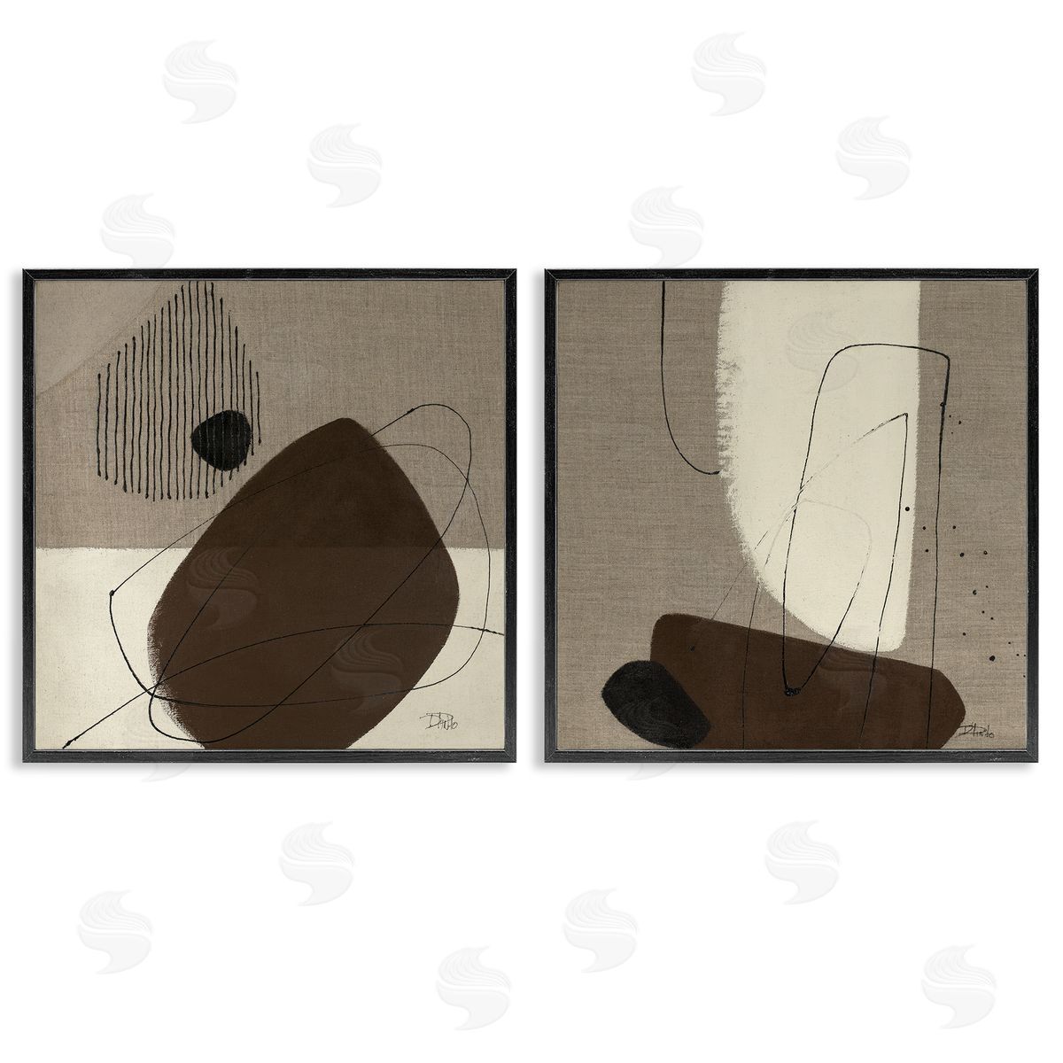 Patricia Pinto Brown Hidden Lines  Black Framed Giclee Wall Art Print