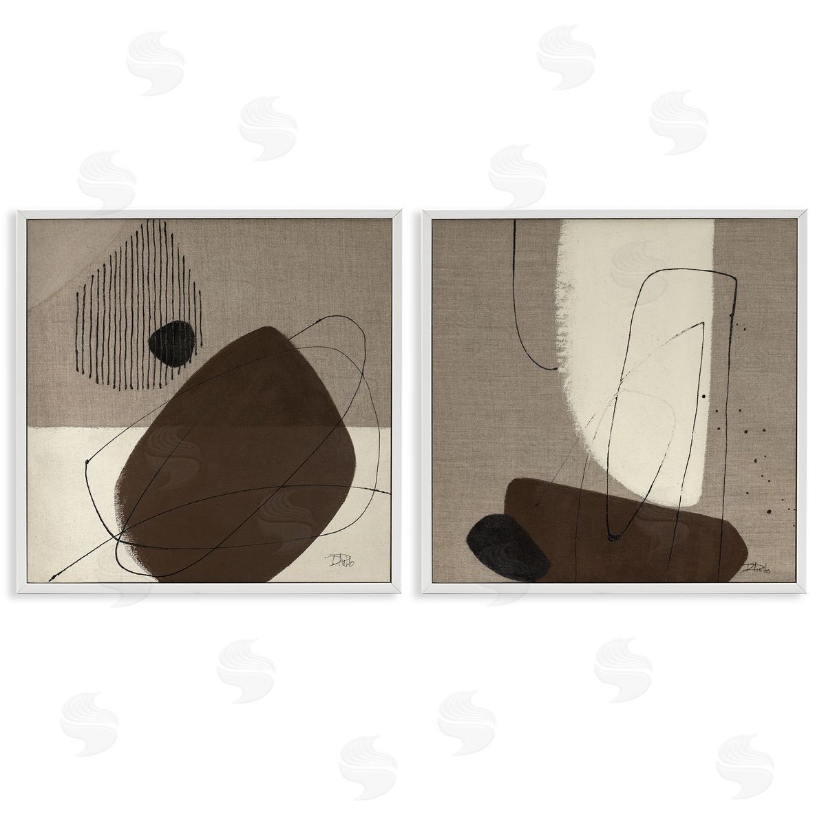 Patricia Pinto Brown Hidden Lines  White Framed Giclee Wall Art Print