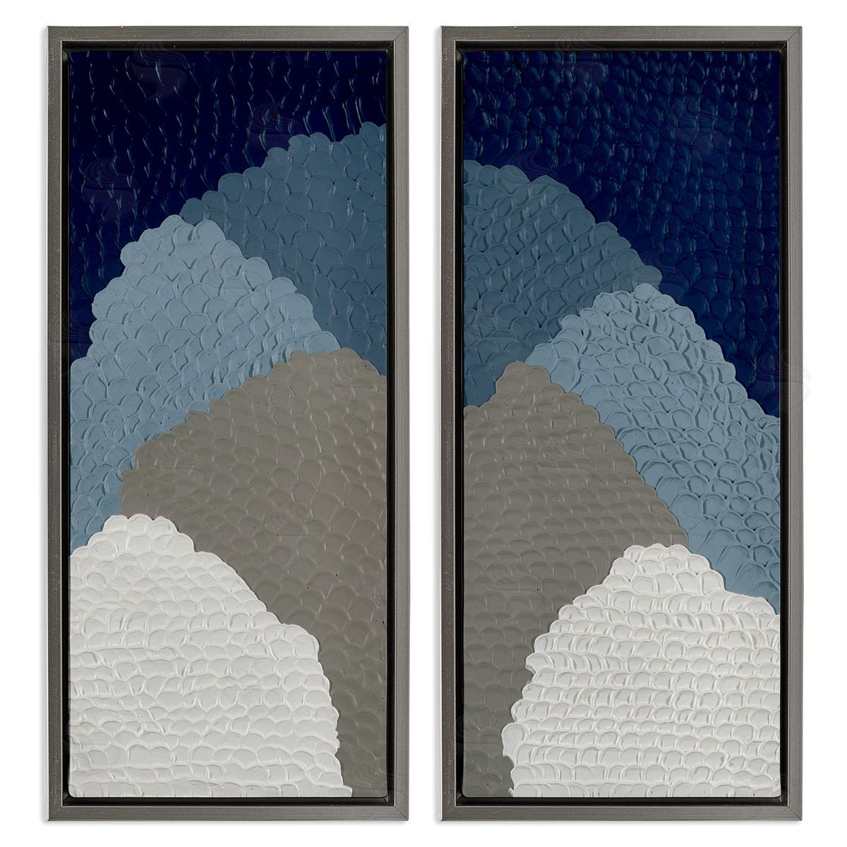 Ben Schneider Textured Blue Abstract Mountains Gray Floating Frame Canvas Wall Art Print