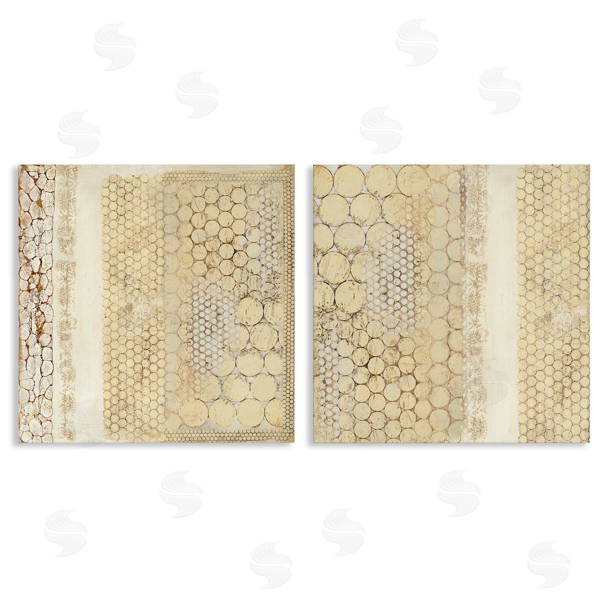 Laura Van Horne Distressed Pale Yellow Circles Canvas Wall Art Print