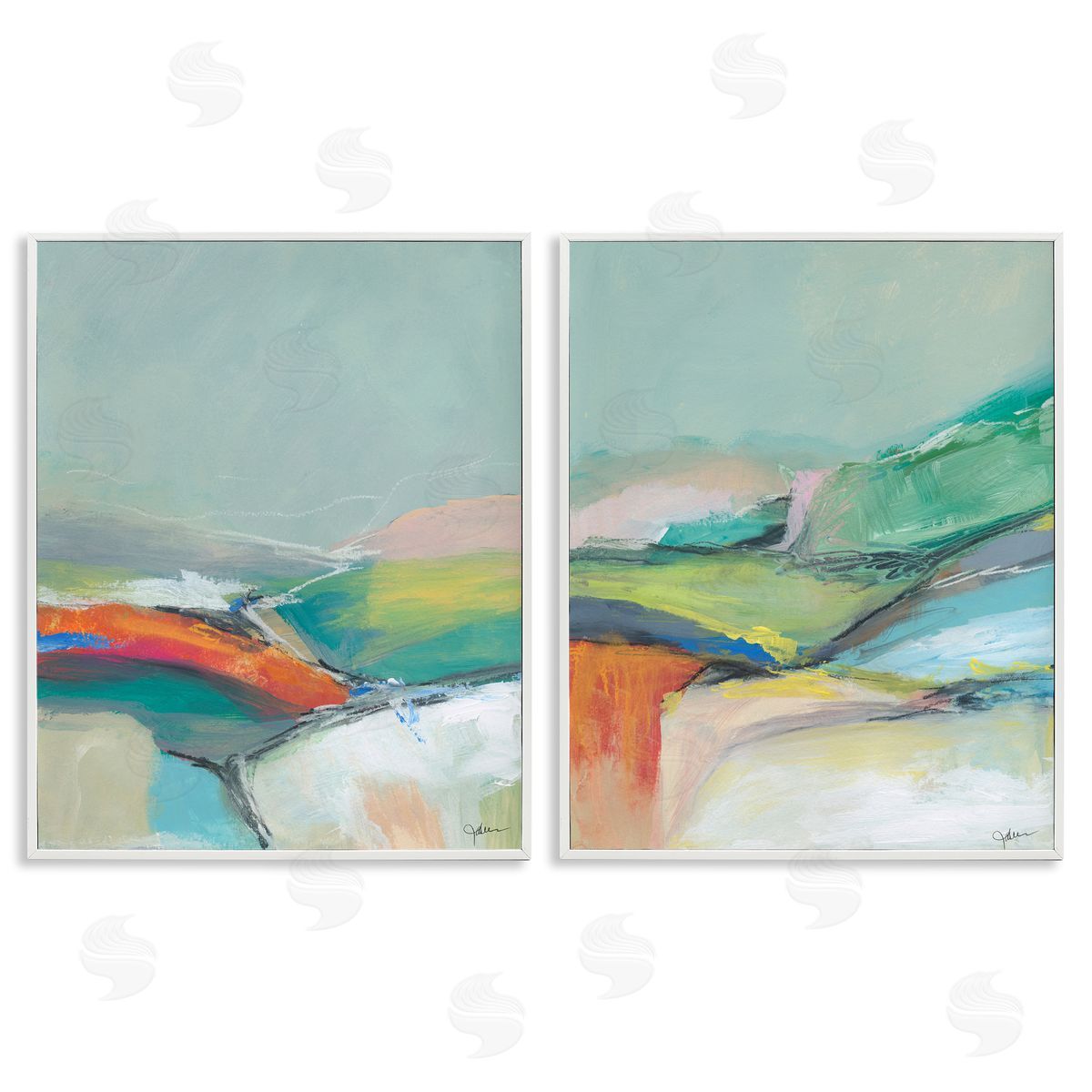 Jan Weiss Impressionist Pastel Landscape  White Framed Giclee Wall Art Print
