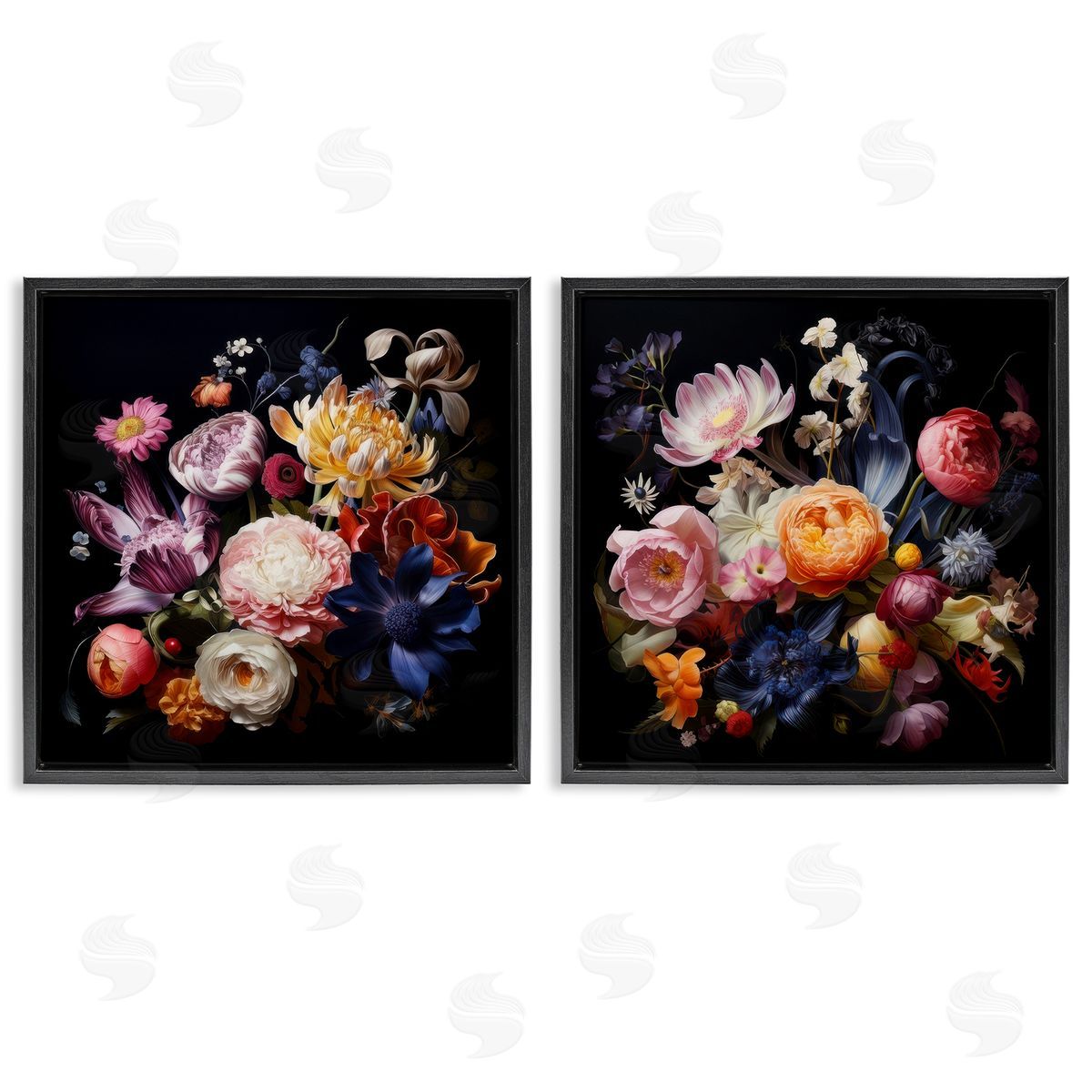 Lazar Studio Exquisite Floral Arrangement  Black Floating Frame Canvas Wall Art Print
