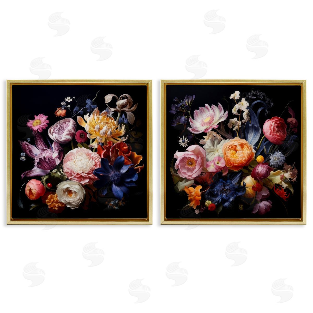 Lazar Studio Exquisite Floral Arrangement  Gold Floating Frame Canvas Wall Art Print