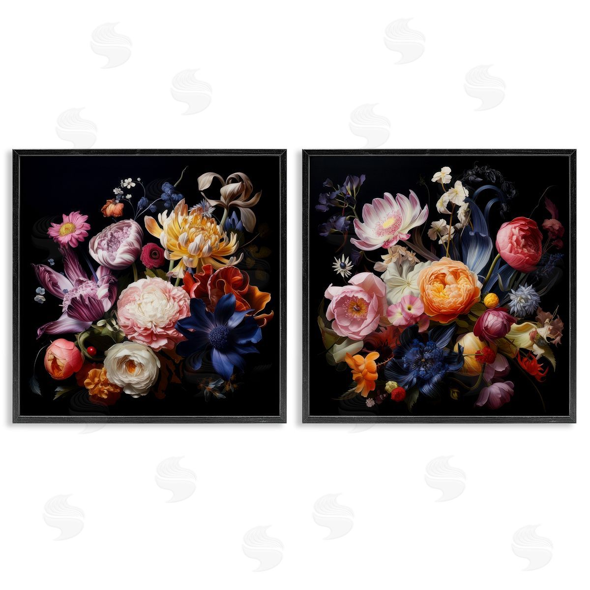 Lazar Studio Exquisite Floral Arrangement  Black Framed Giclee Wall Art Print