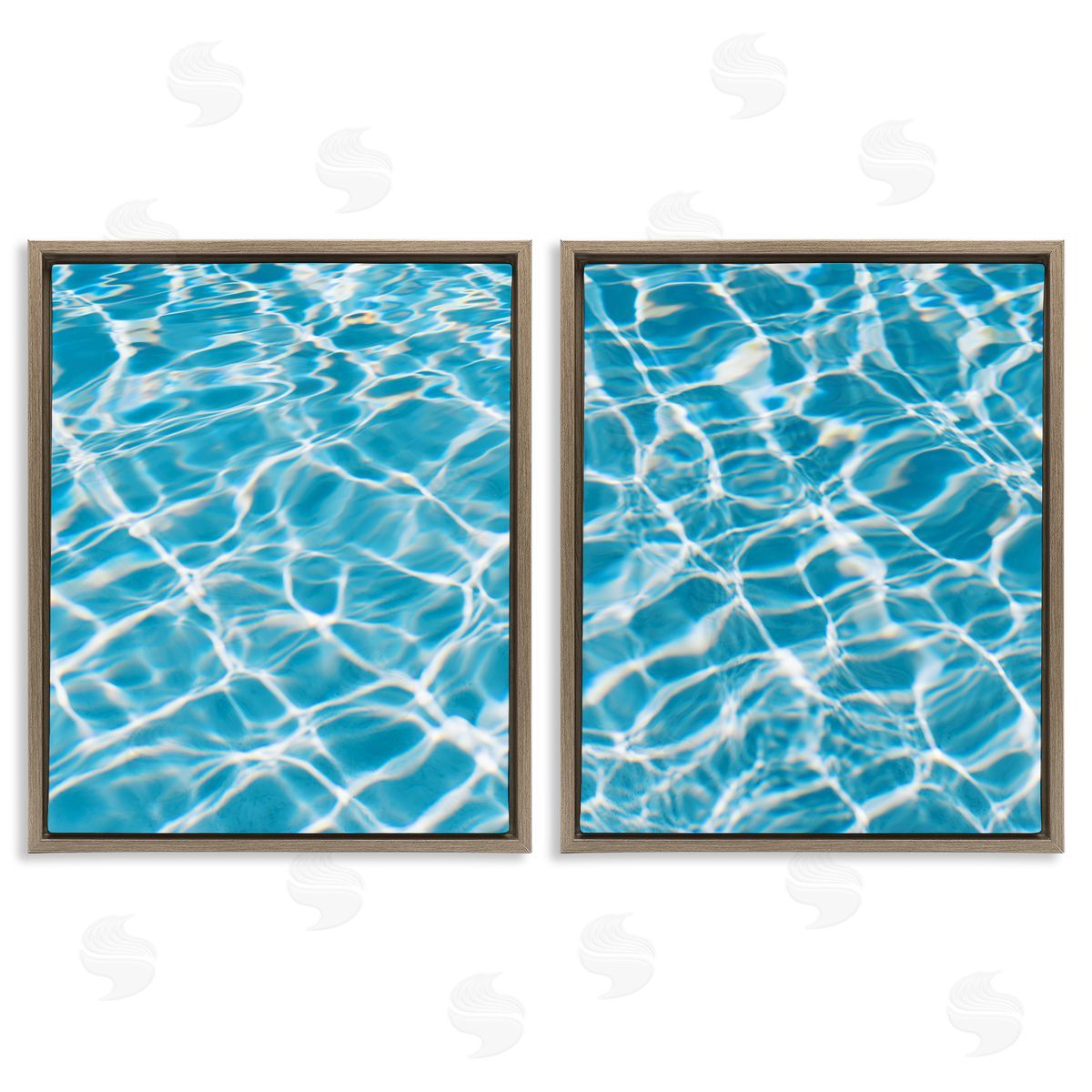 Justine Milton Welcoming Pool Water  Brown Floating Frame Canvas Wall Art Print