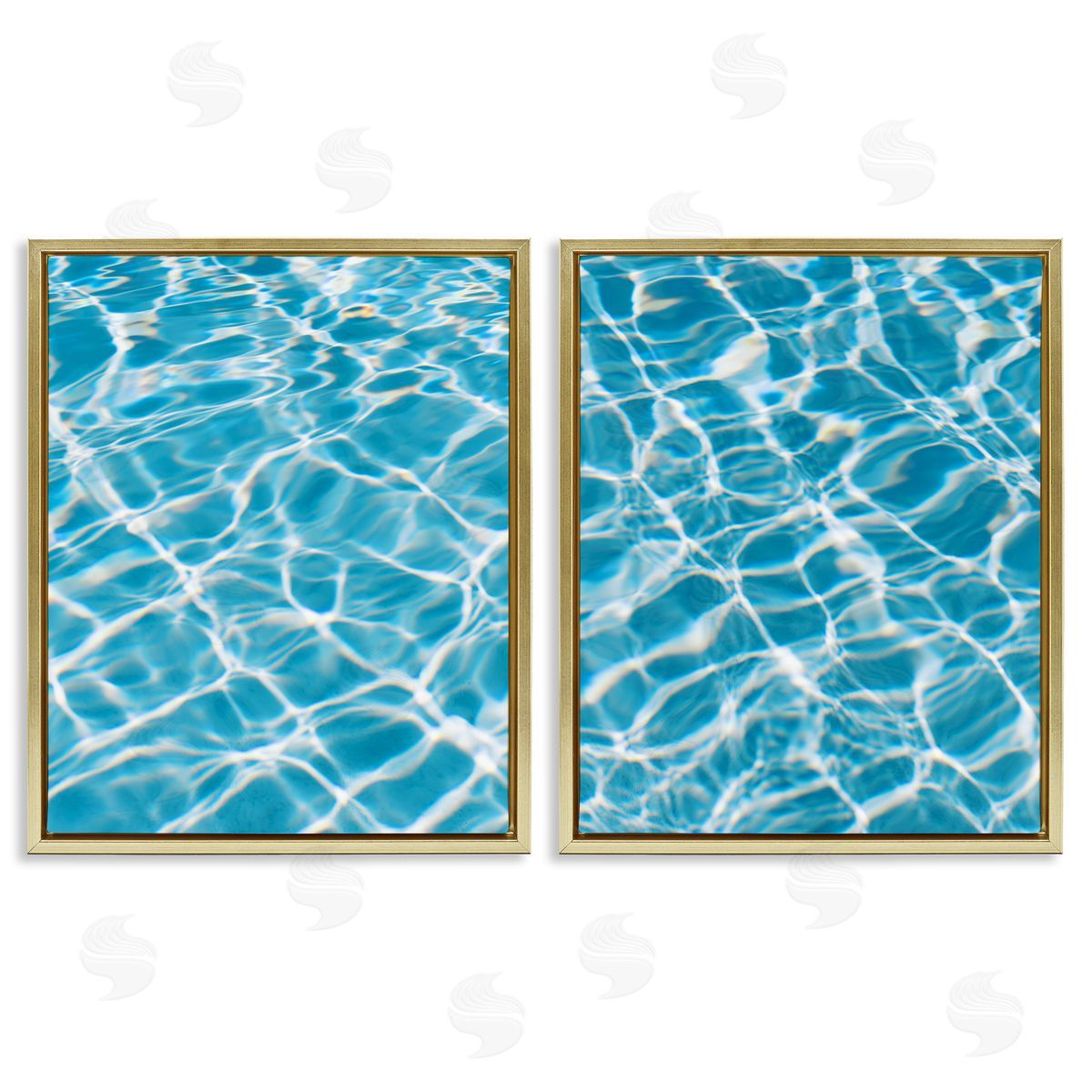 Justine Milton Welcoming Pool Water  Gold Floating Frame Canvas Wall Art Print