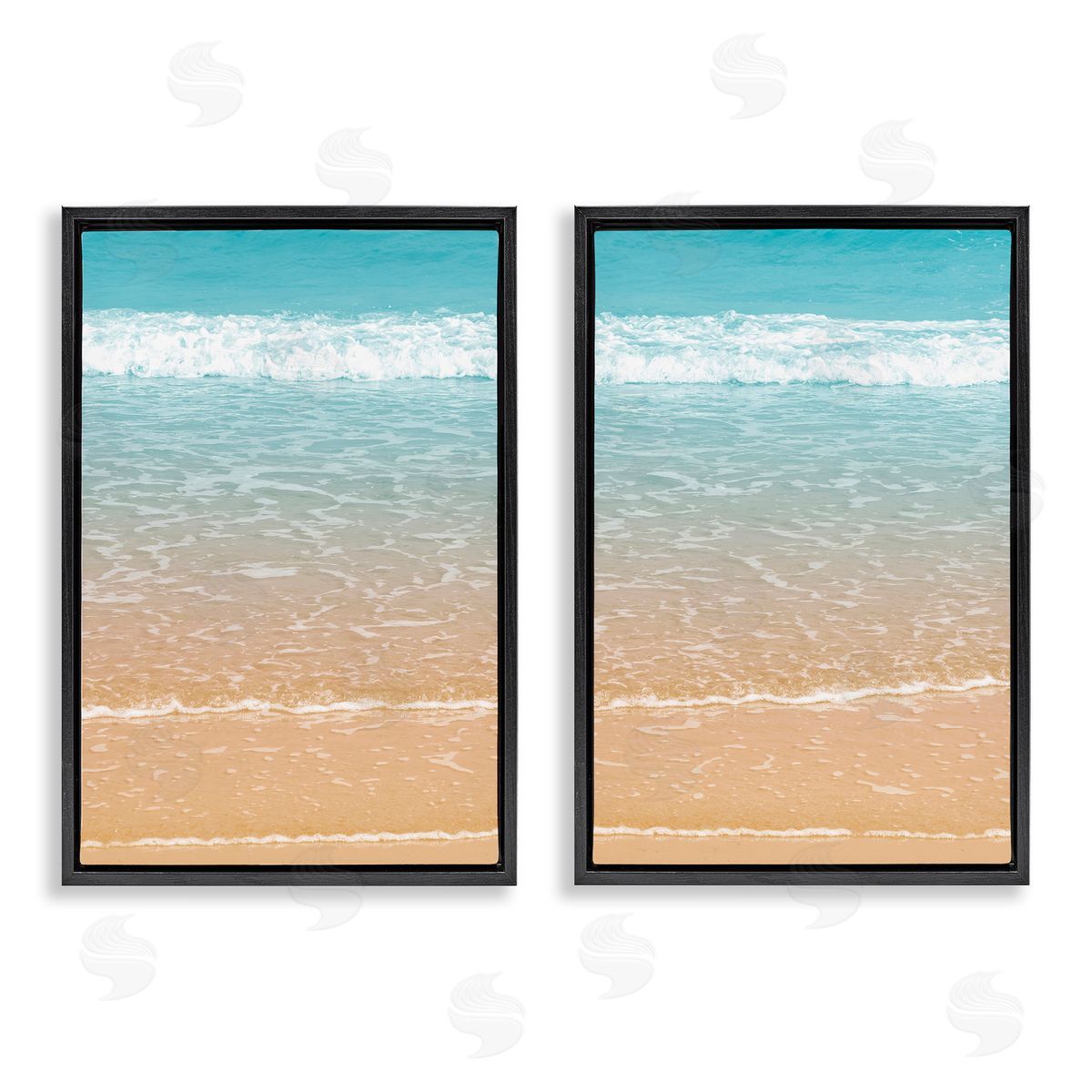 Nataly White Vivid Calming Beach Views Black Floating Frame Canvas Wall Art Print