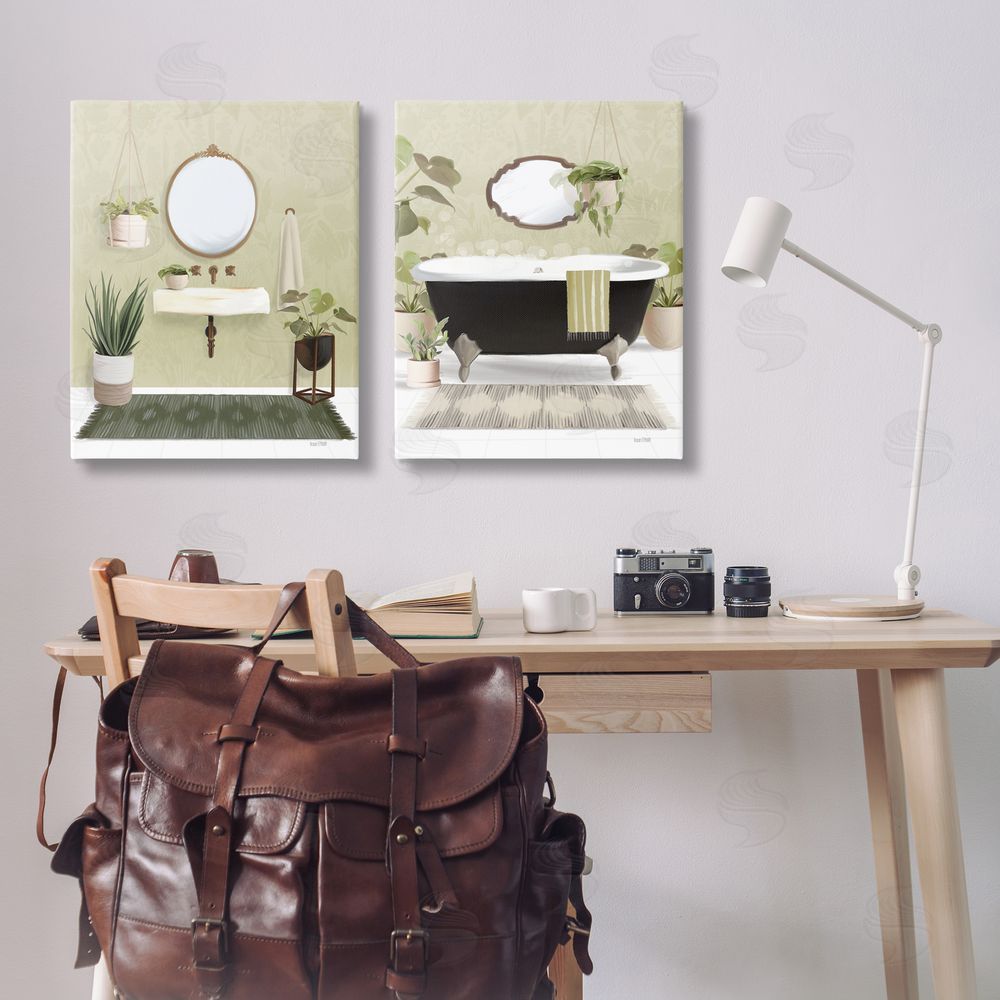 House Fenway Modern Soothing Bathroom Views Canvas Wall Art Print in Room