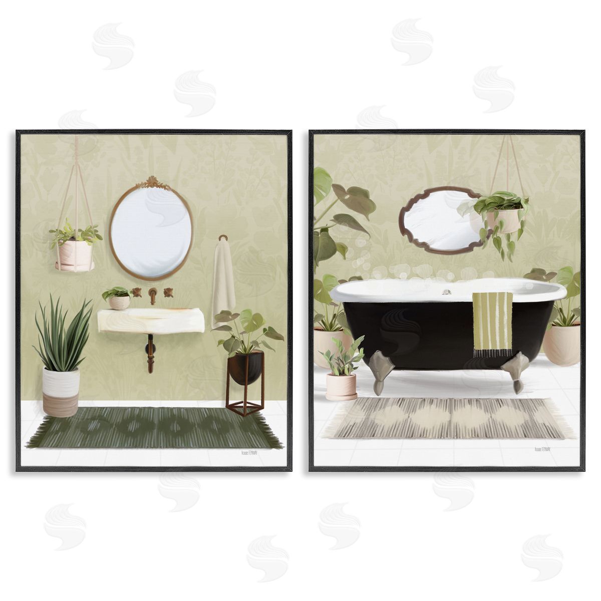 House Fenway Modern Soothing Bathroom Views Black Framed Giclee Wall Art Print