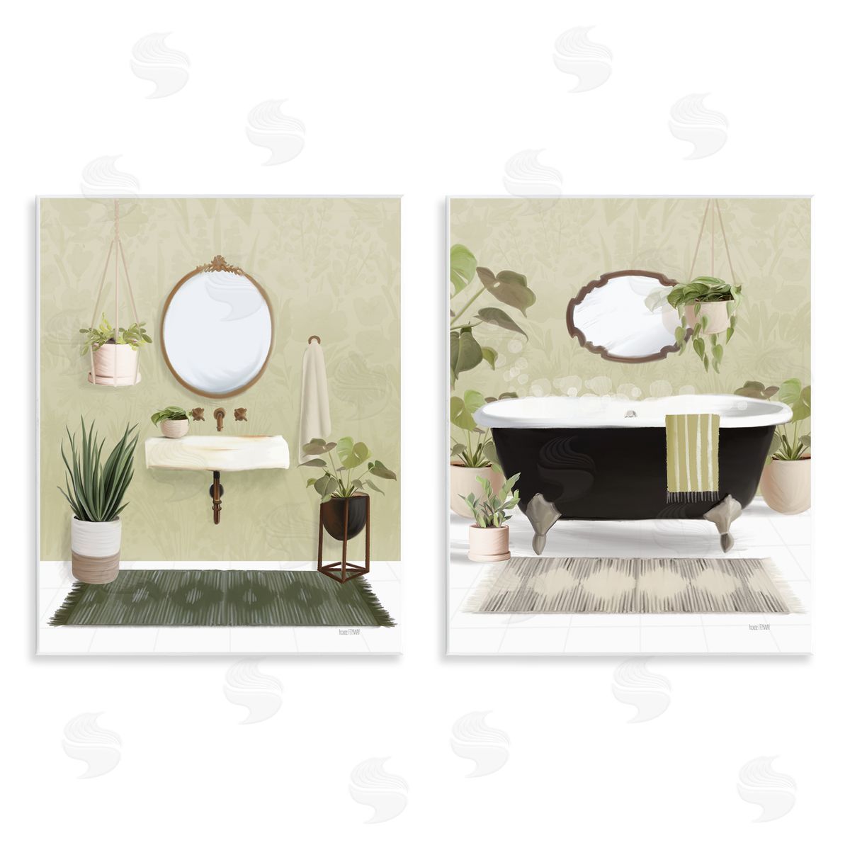 House Fenway Modern Soothing Bathroom Views Wooden Wall Plaque Art Print