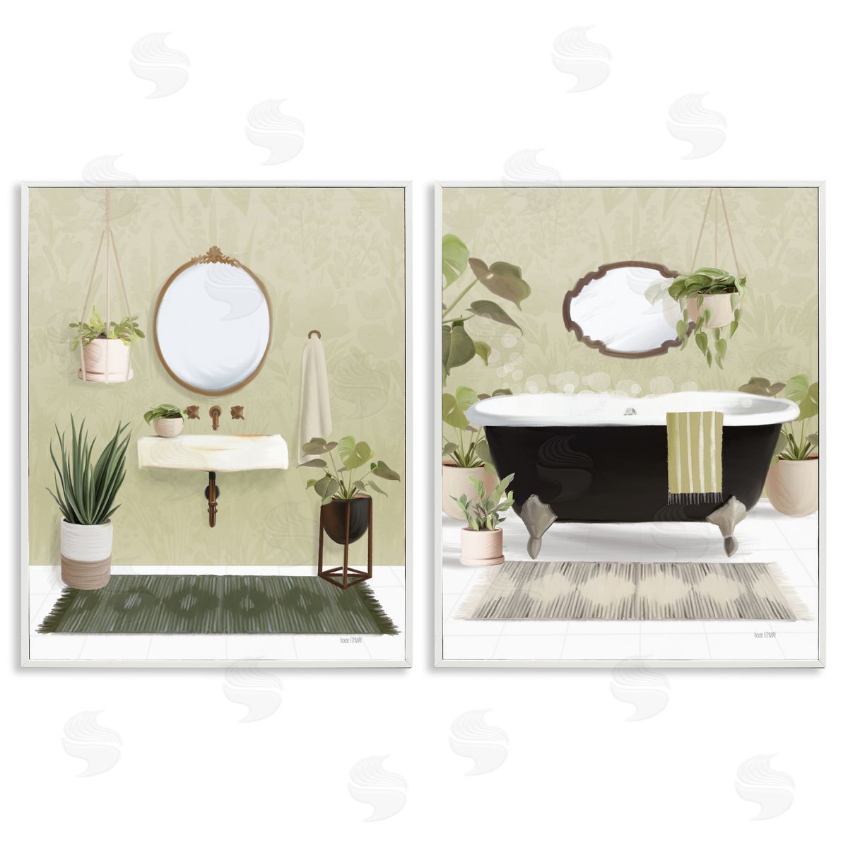 House Fenway Modern Soothing Bathroom Views White Framed Giclee Wall Art Print