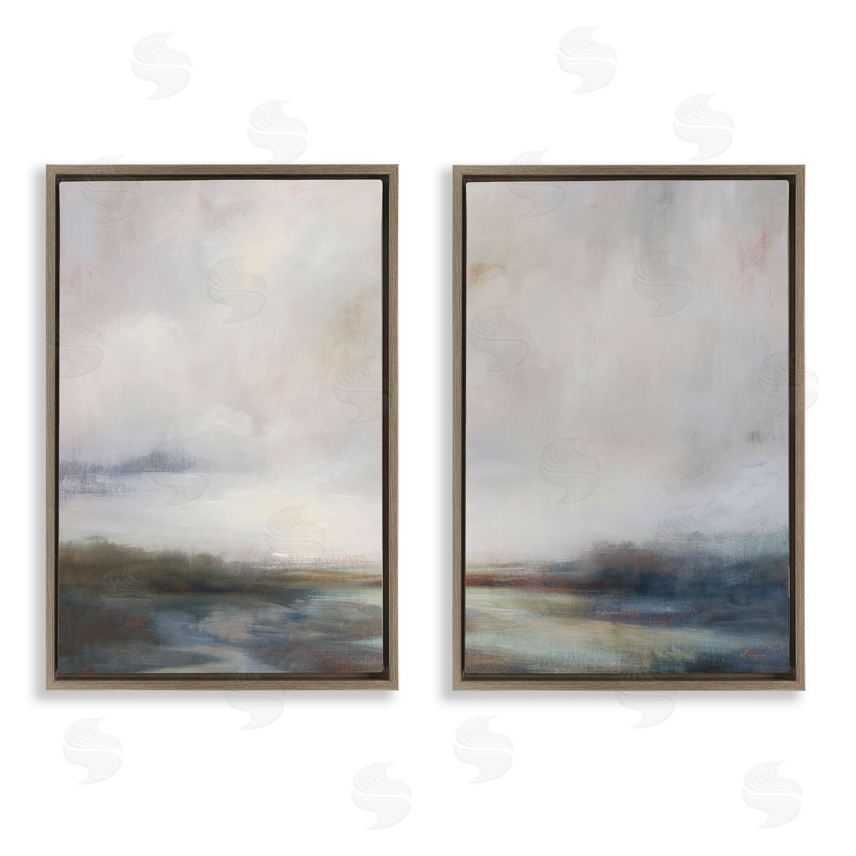 Simon Addyman Moody Clouds Landscape Brown Floating Frame Canvas Wall Art Print