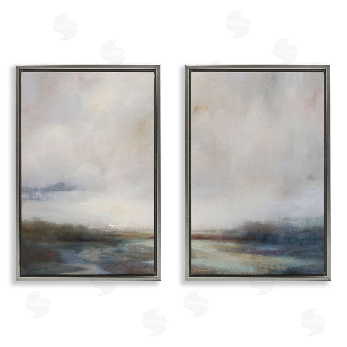 Simon Addyman Moody Clouds Landscape Gray Floating Frame Canvas Wall Art Print