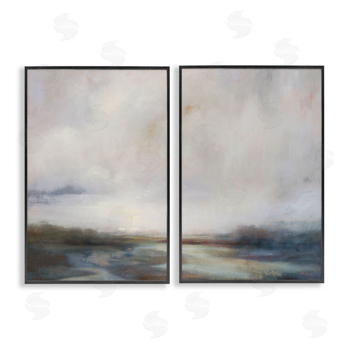 Simon Addyman Moody Clouds Landscape Black Framed Giclee Wall Art Print