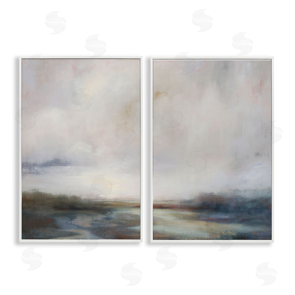 Simon Addyman Moody Clouds Landscape White Framed Giclee Wall Art Print