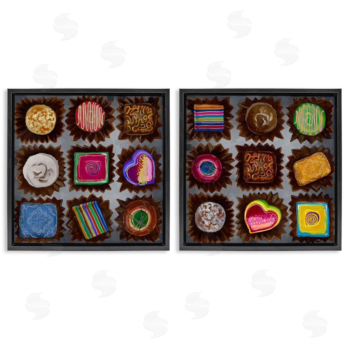 Liz Jardine Various Chocolate Choices Black Floating Frame Canvas Wall Art Print