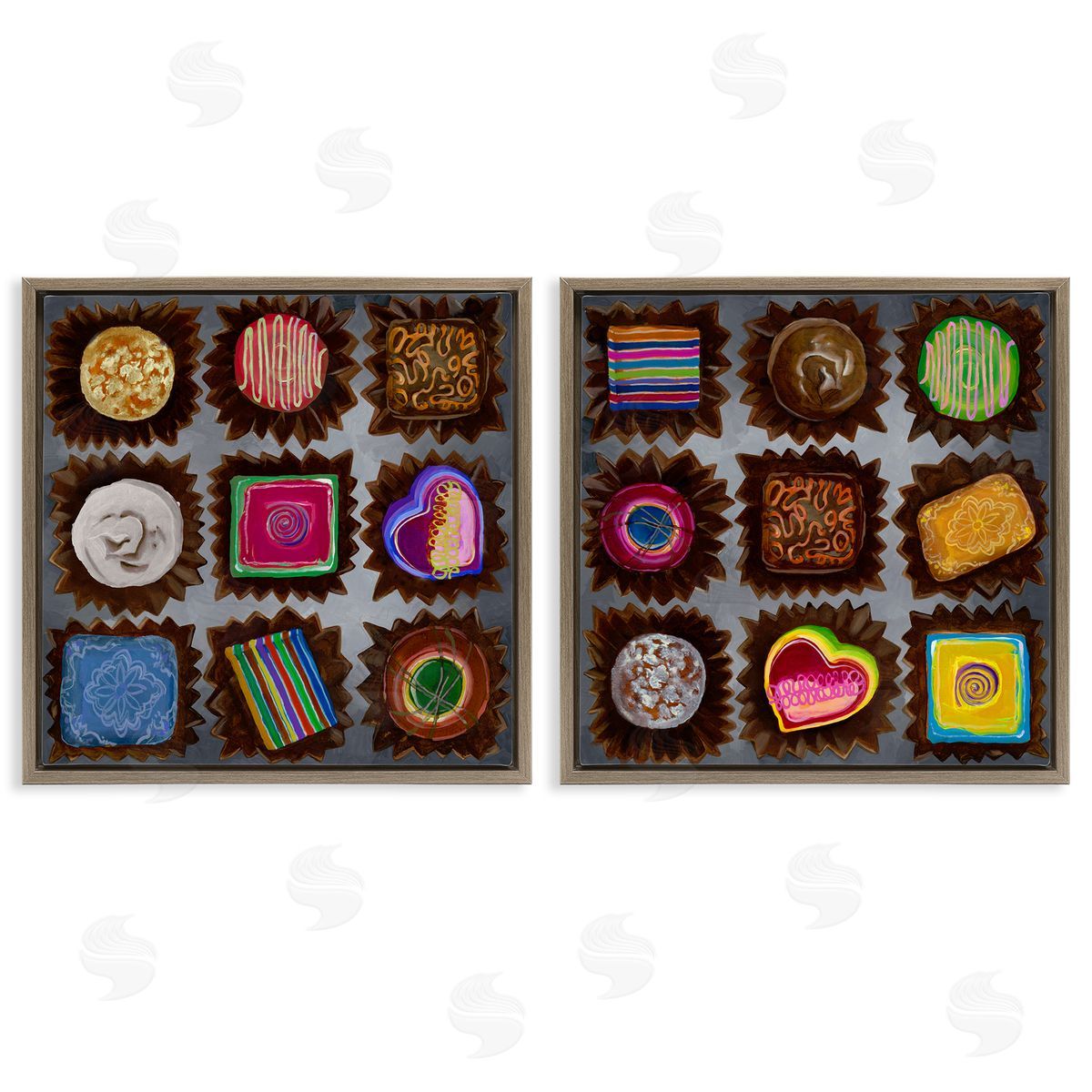 Liz Jardine Various Chocolate Choices Brown Floating Frame Canvas Wall Art Print
