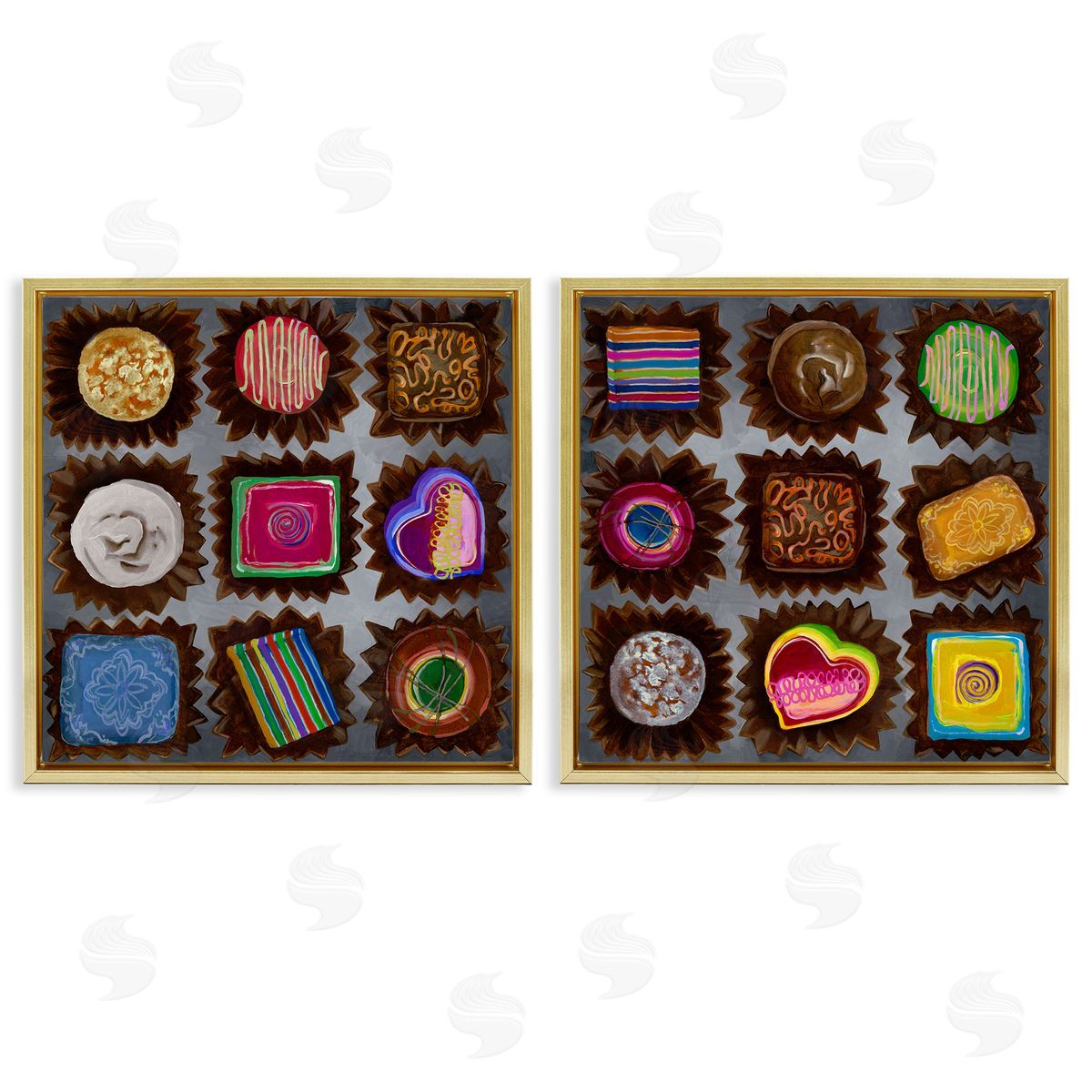 Liz Jardine Various Chocolate Choices Gold Floating Frame Canvas Wall Art Print