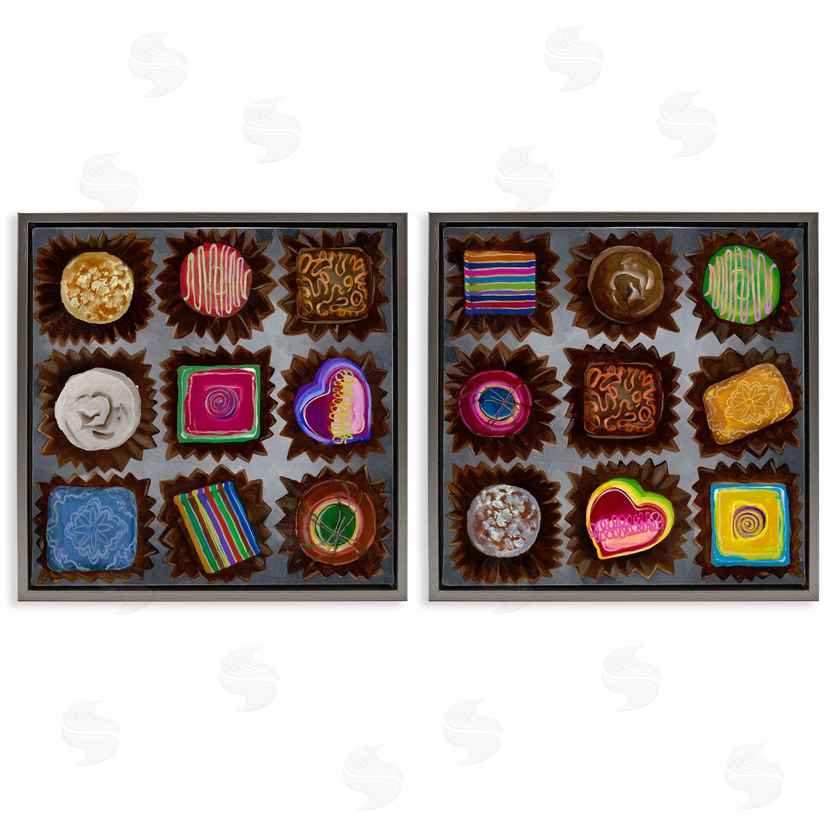 Liz Jardine Various Chocolate Choices Gray Floating Frame Canvas Wall Art Print