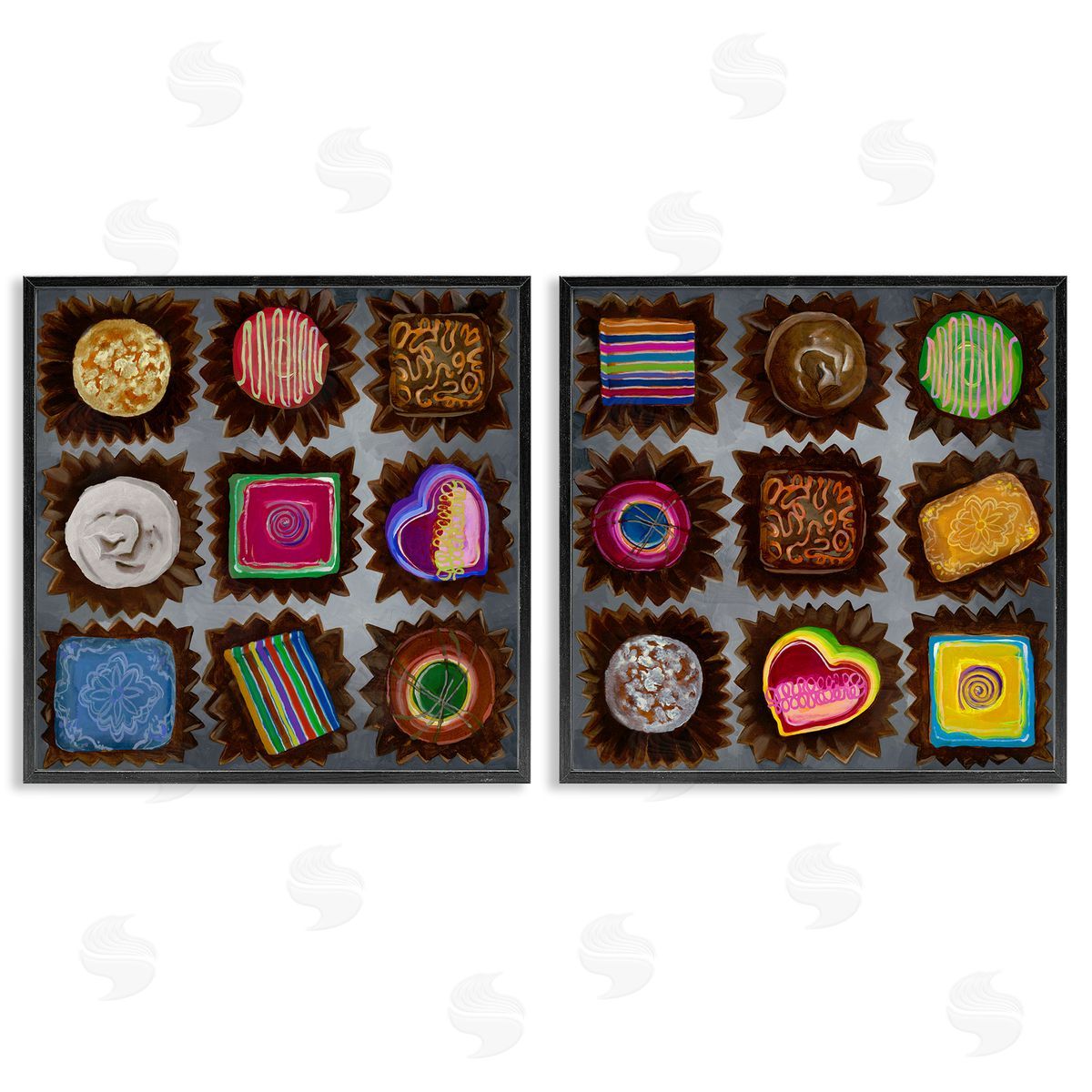 Liz Jardine Various Chocolate Choices Black Framed Giclee Wall Art Print