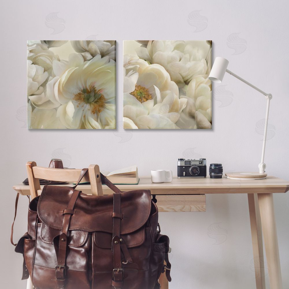 Carol Robinson White Peonies Serenity Canvas Wall Art Print in Room
