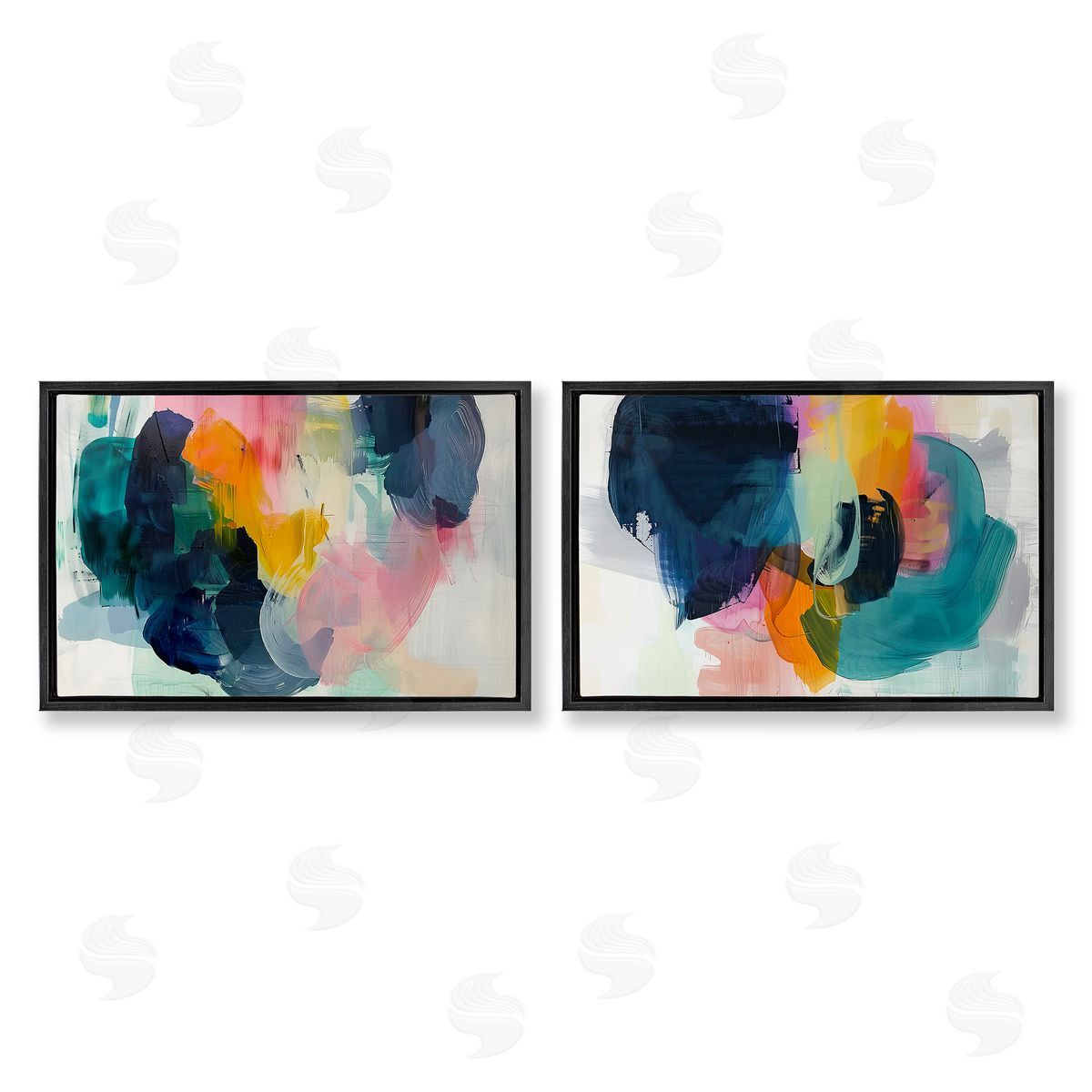 Irena Orlov Modern Restless Abstract Black Floating Frame Canvas Wall Art Print