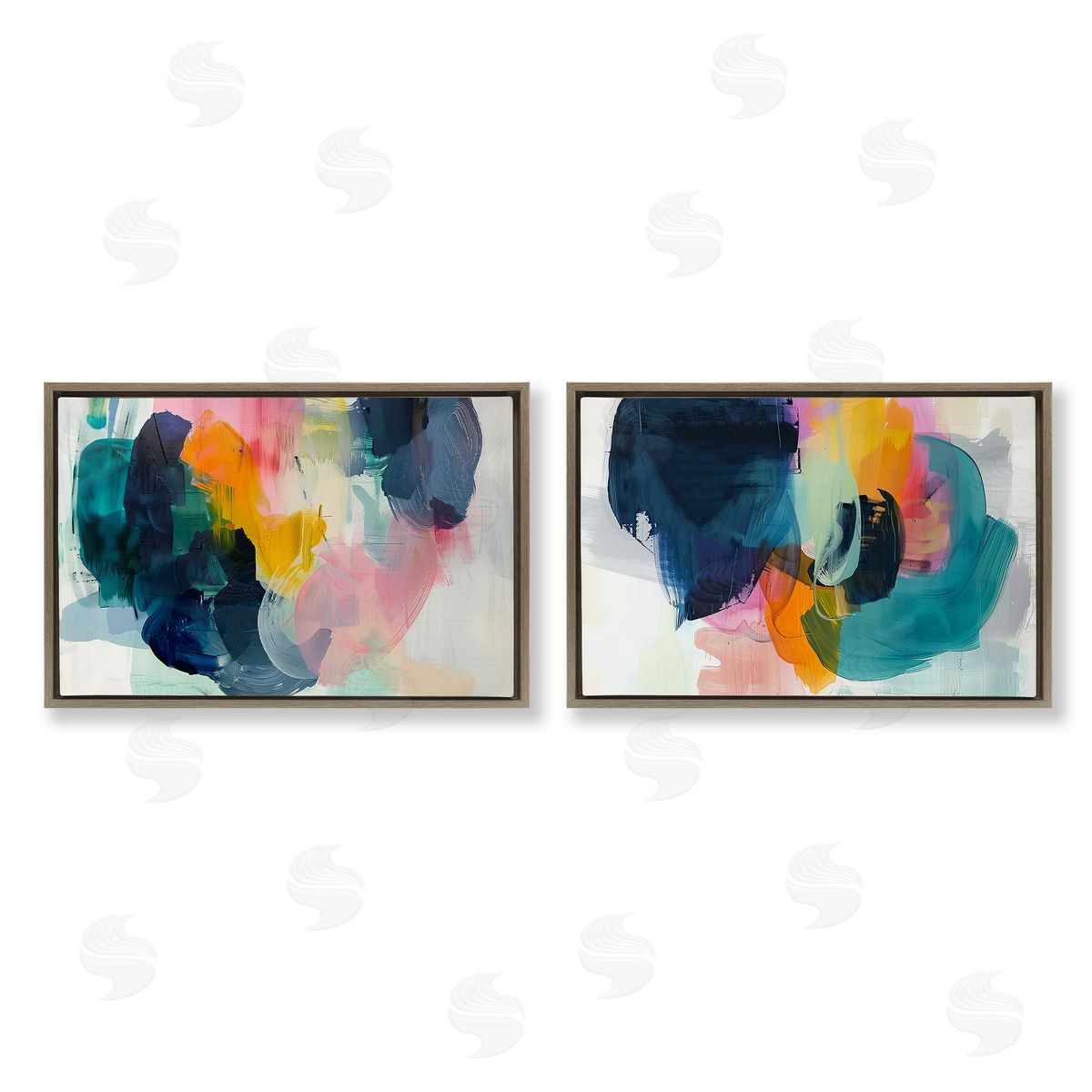 Irena Orlov Modern Restless Abstract Brown Floating Frame Canvas Wall Art Print
