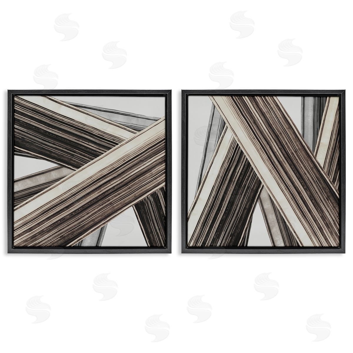 PI Studio Industrial Linear Crisscross Black Floating Frame Canvas Wall Art Print