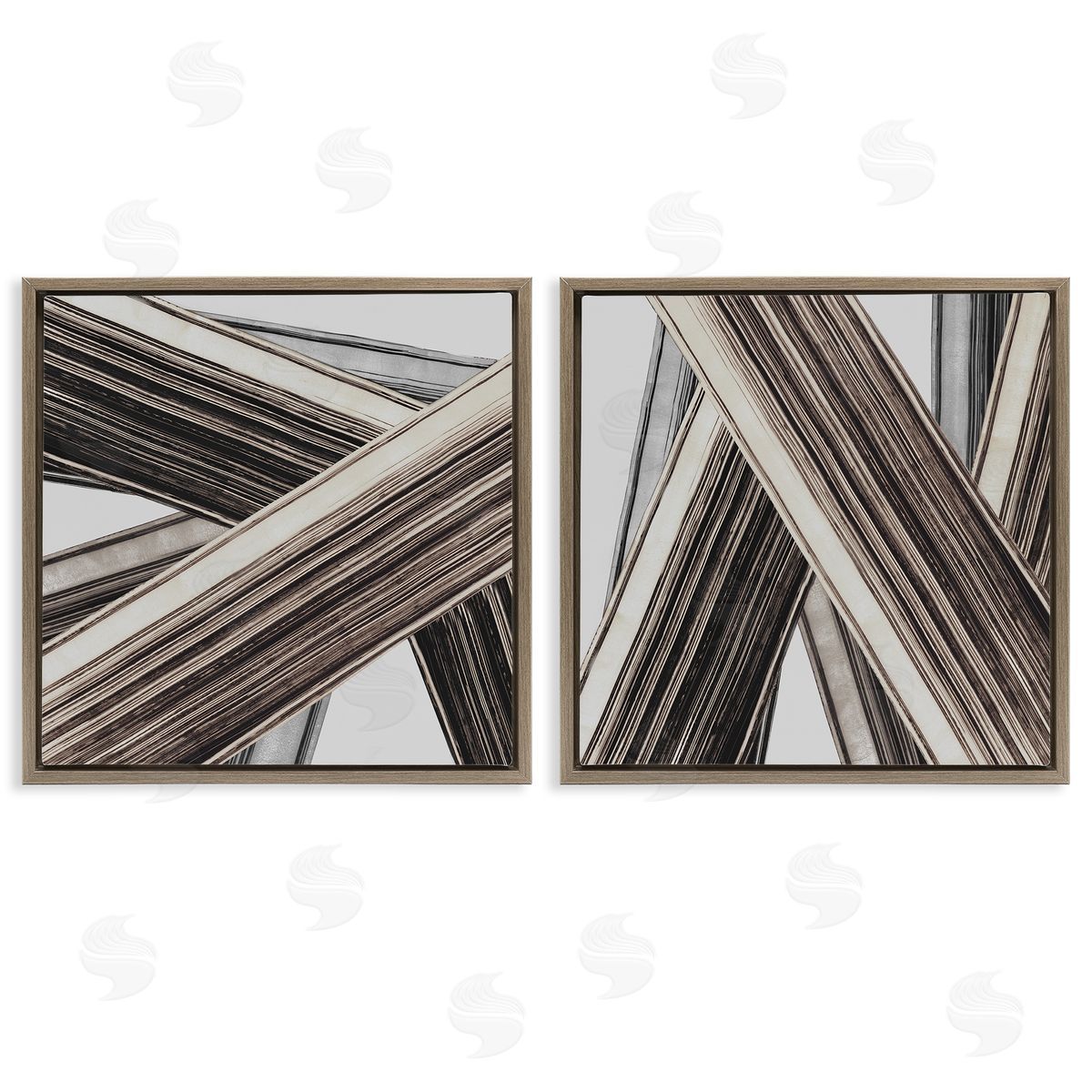 PI Studio Industrial Linear Crisscross Brown Floating Frame Canvas Wall Art Print