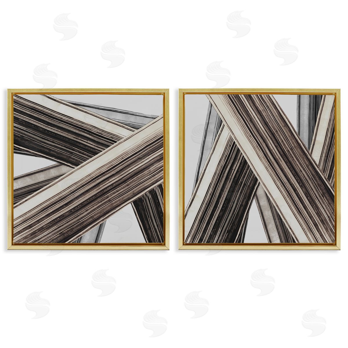 PI Studio Industrial Linear Crisscross Gold Floating Frame Canvas Wall Art Print