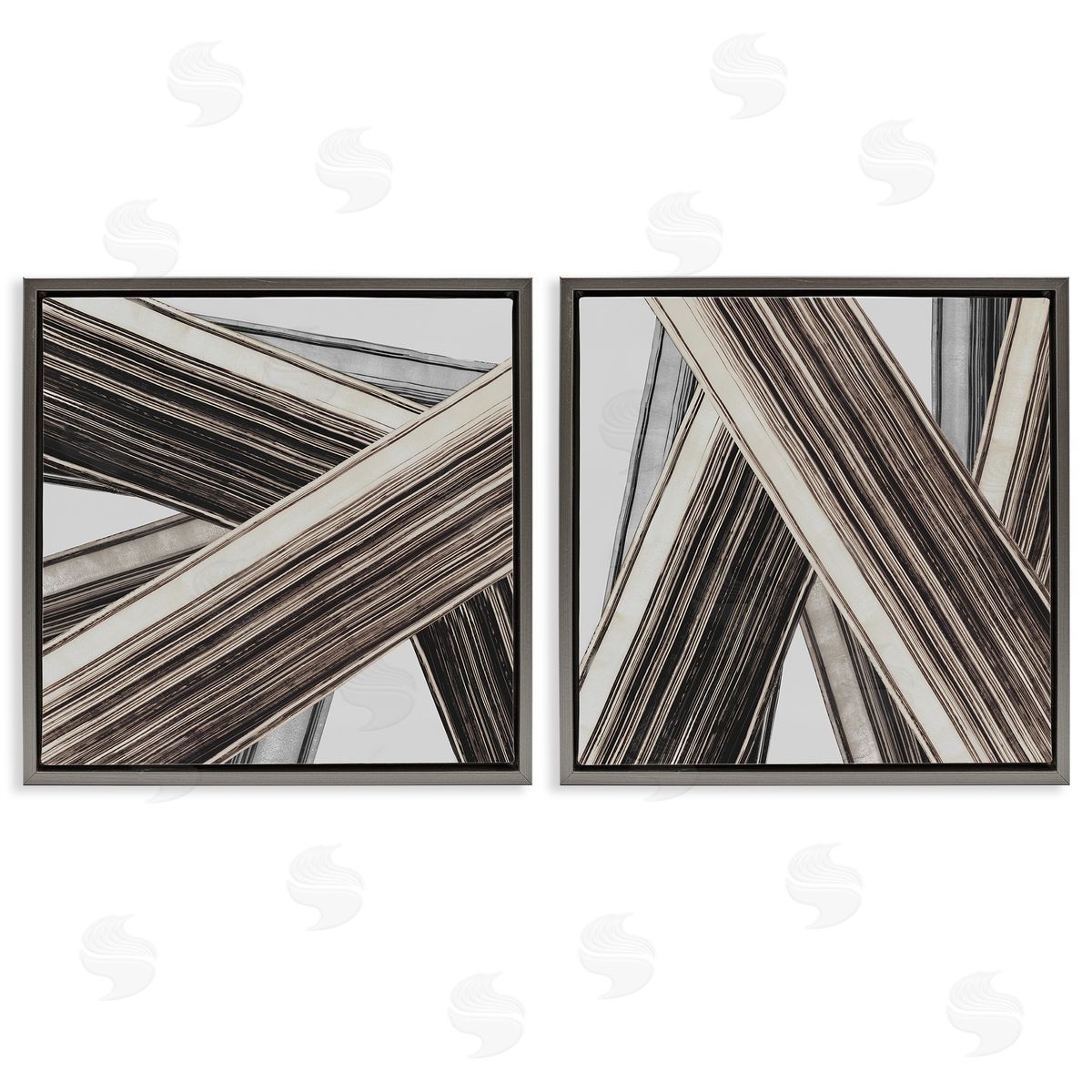PI Studio Industrial Linear Crisscross Gray Floating Frame Canvas Wall Art Print