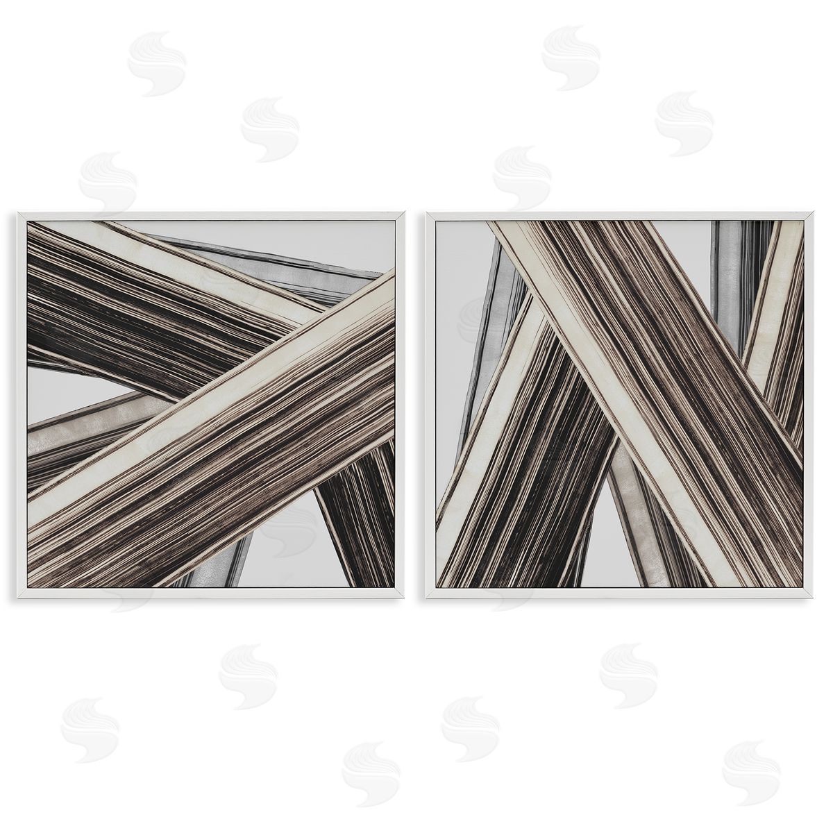 PI Studio Industrial Linear Crisscross White Framed Giclee Wall Art Print