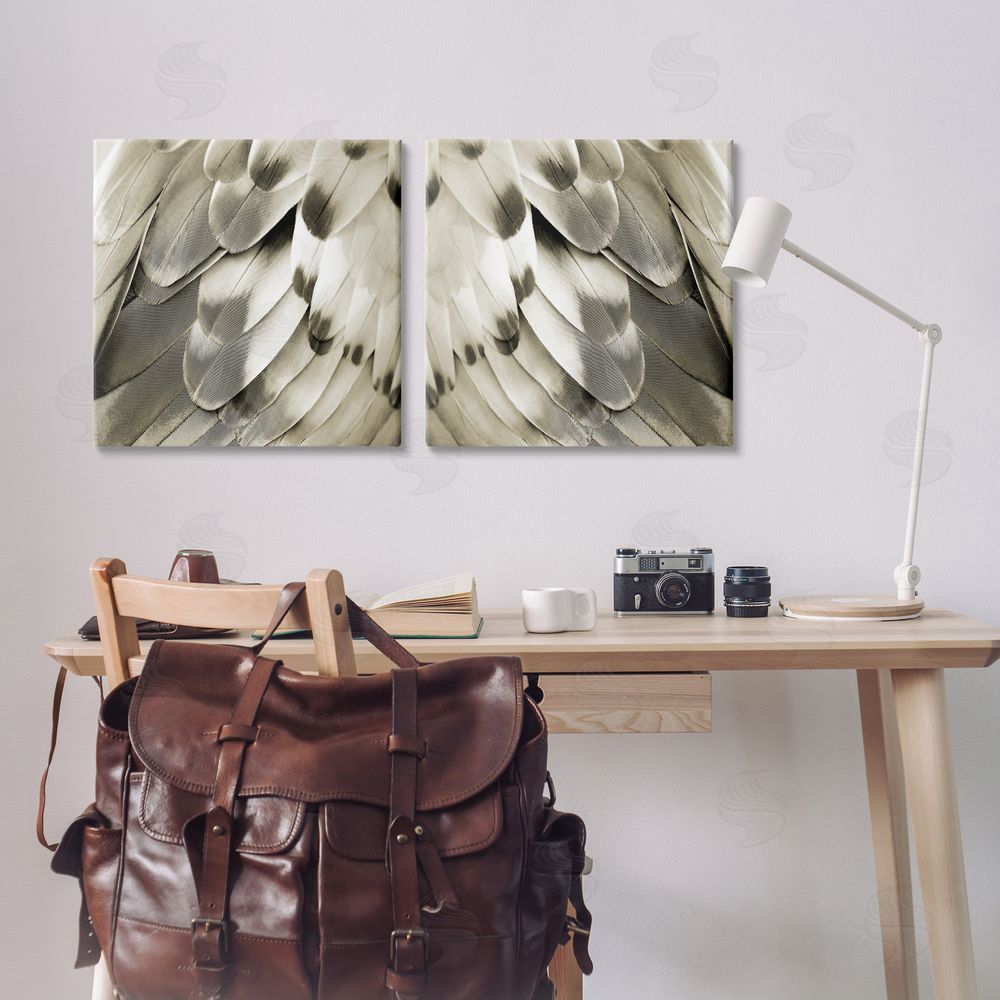 Julia Bosco Bird Feathers Vintage View Canvas Wall Art Print in Room