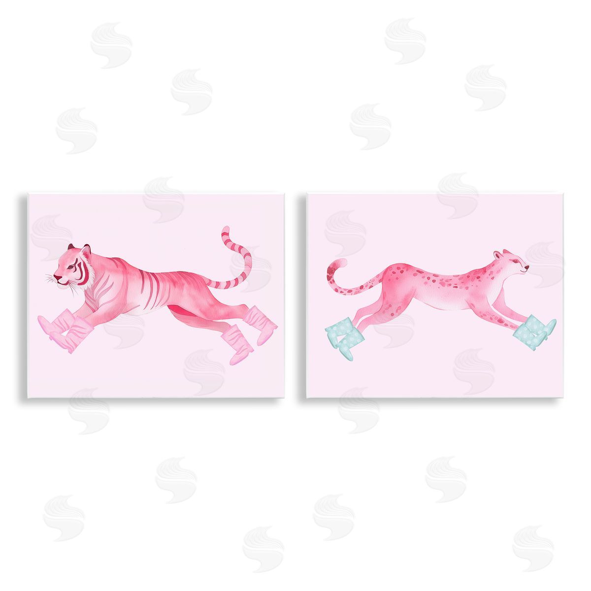 Stupell Studio Sprinting Jungle Animals in Boots Wooden Wall Plaque Art Print