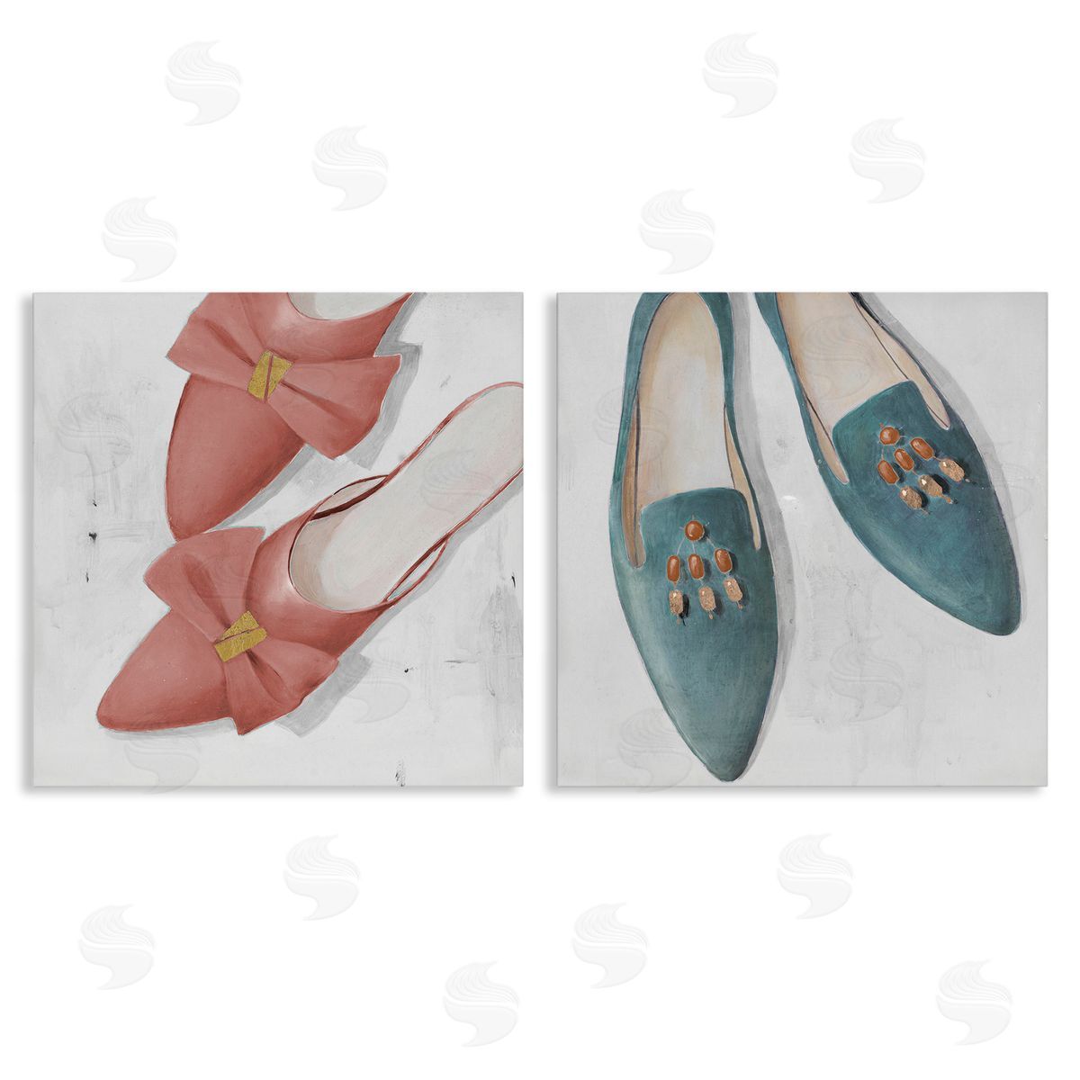 Lorenzo Collective Pink & Blue Fashion Flats Canvas Wall Art Print