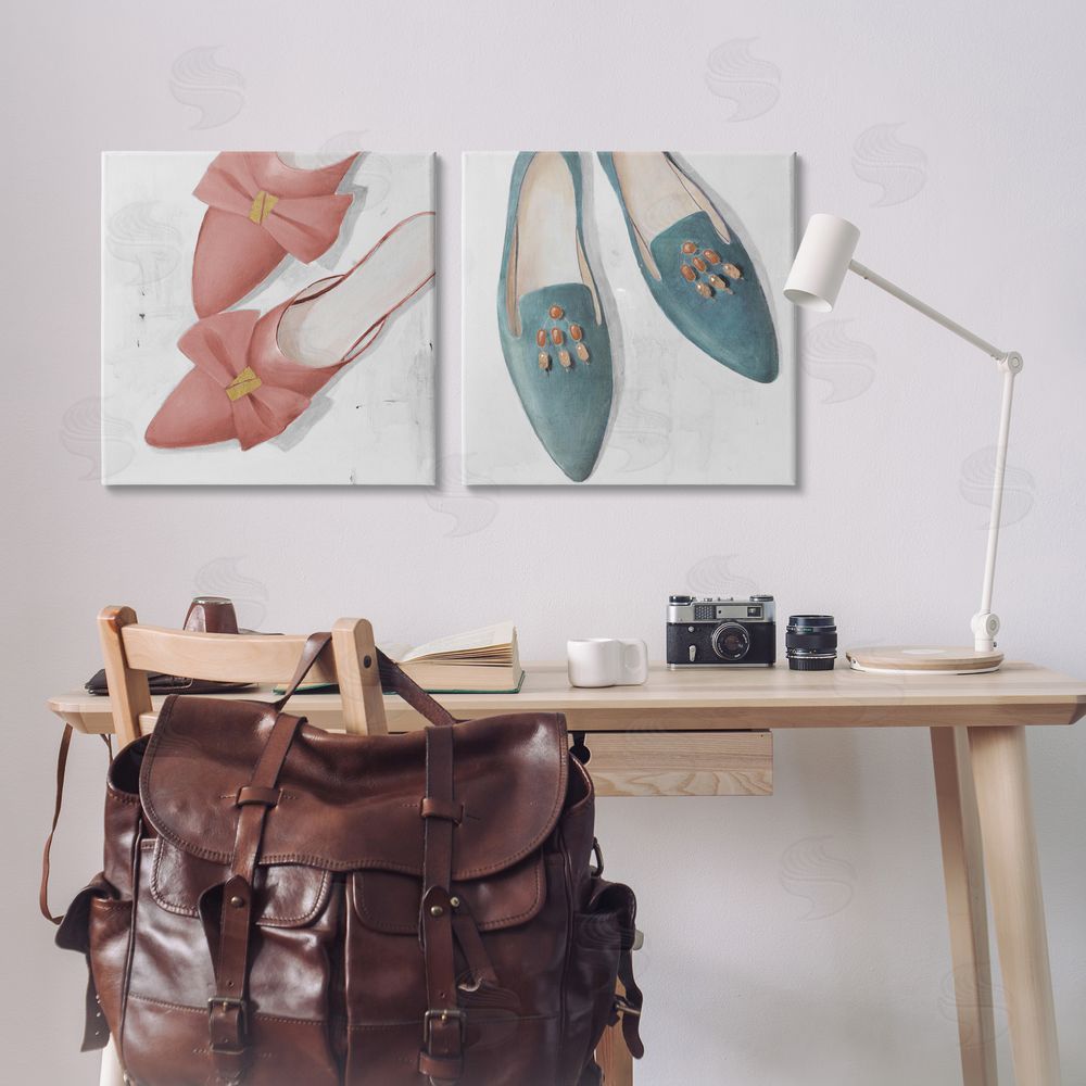 Lorenzo Collective Pink & Blue Fashion Flats Canvas Wall Art Print in Room