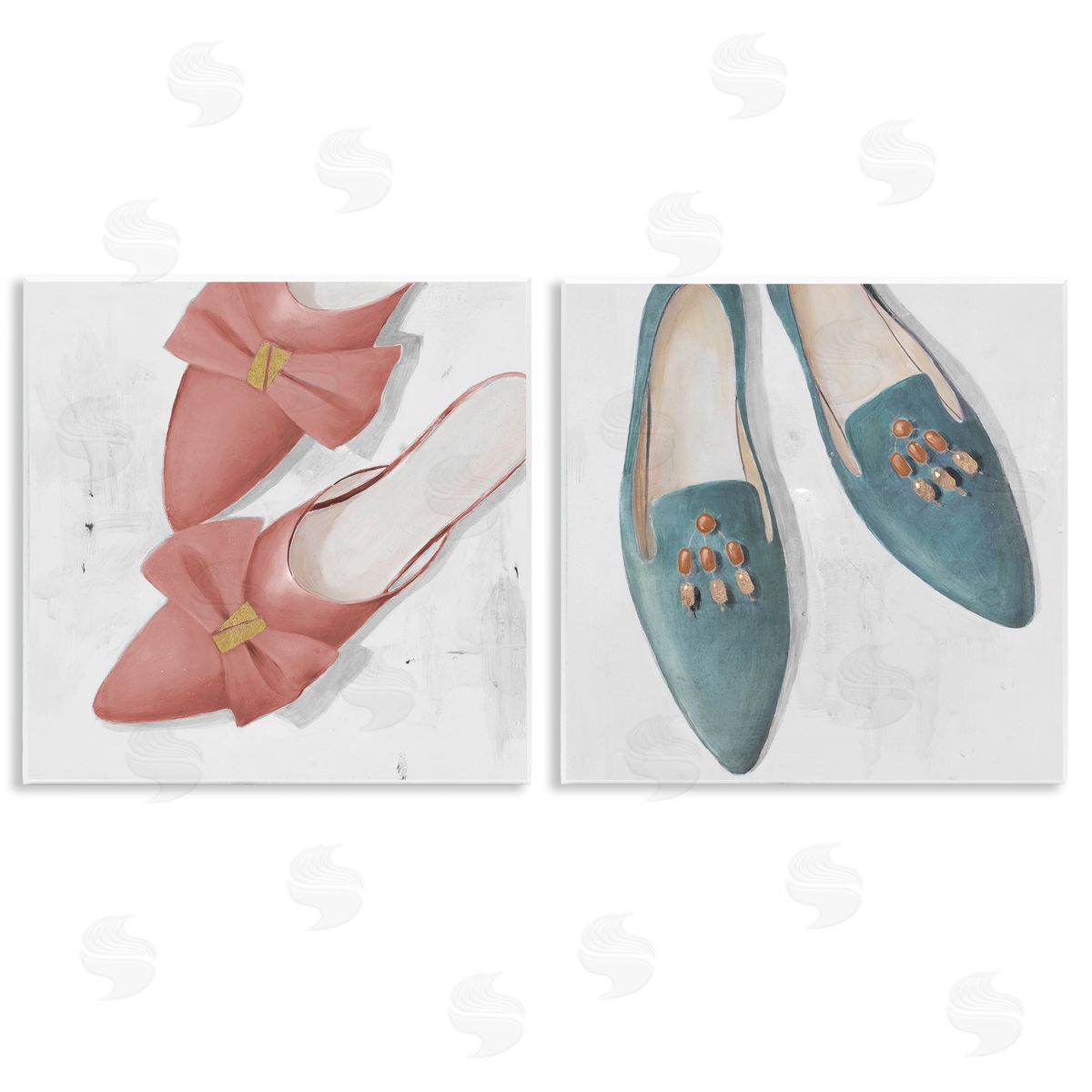 Lorenzo Collective Pink & Blue Fashion Flats Wooden Wall Plaque Art Print