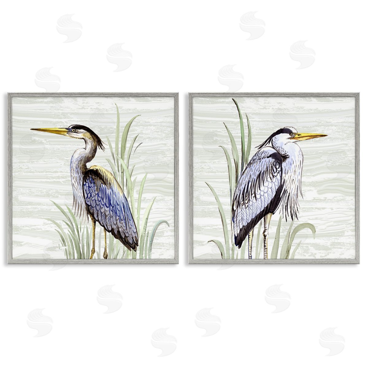 Elena Vladykina Coastal Birds on Birch Gray Framed Giclee Wall Art Print