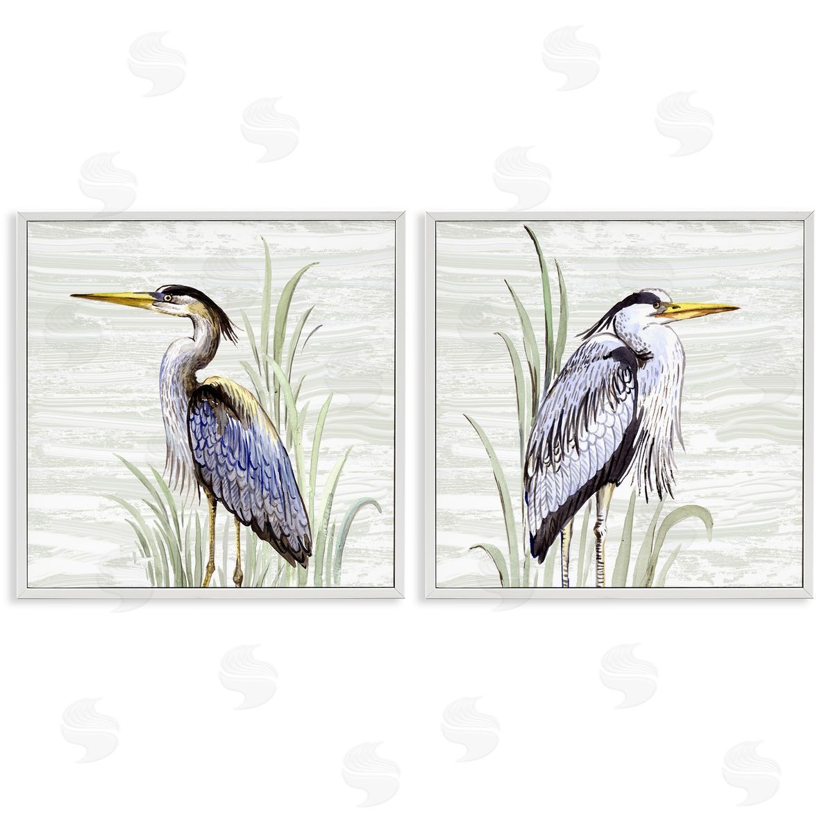 Elena Vladykina Coastal Birds on Birch White Framed Giclee Wall Art Print