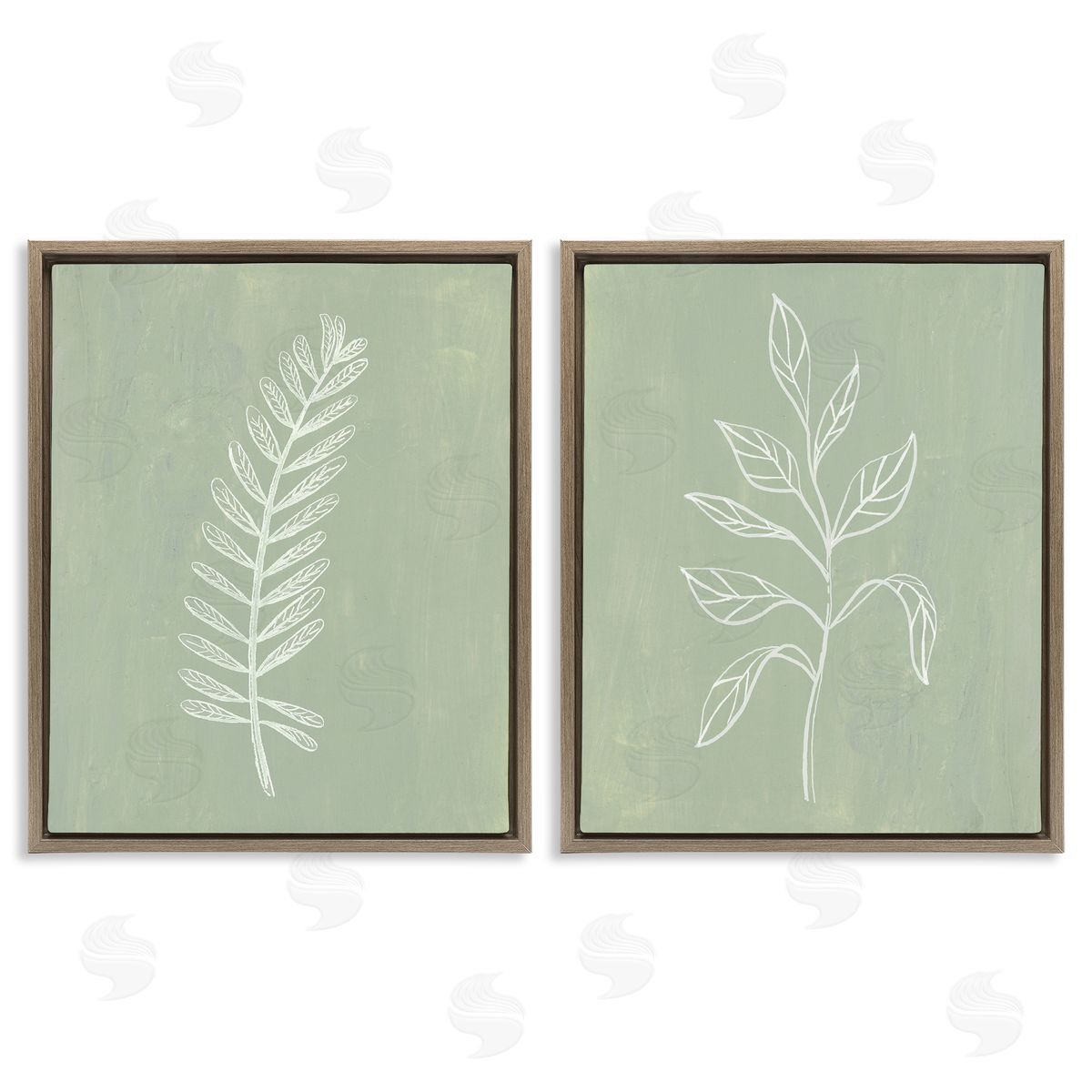 Patricia Pinto Forest Fern Sprigs Brown Floating Frame Canvas Wall Art Print